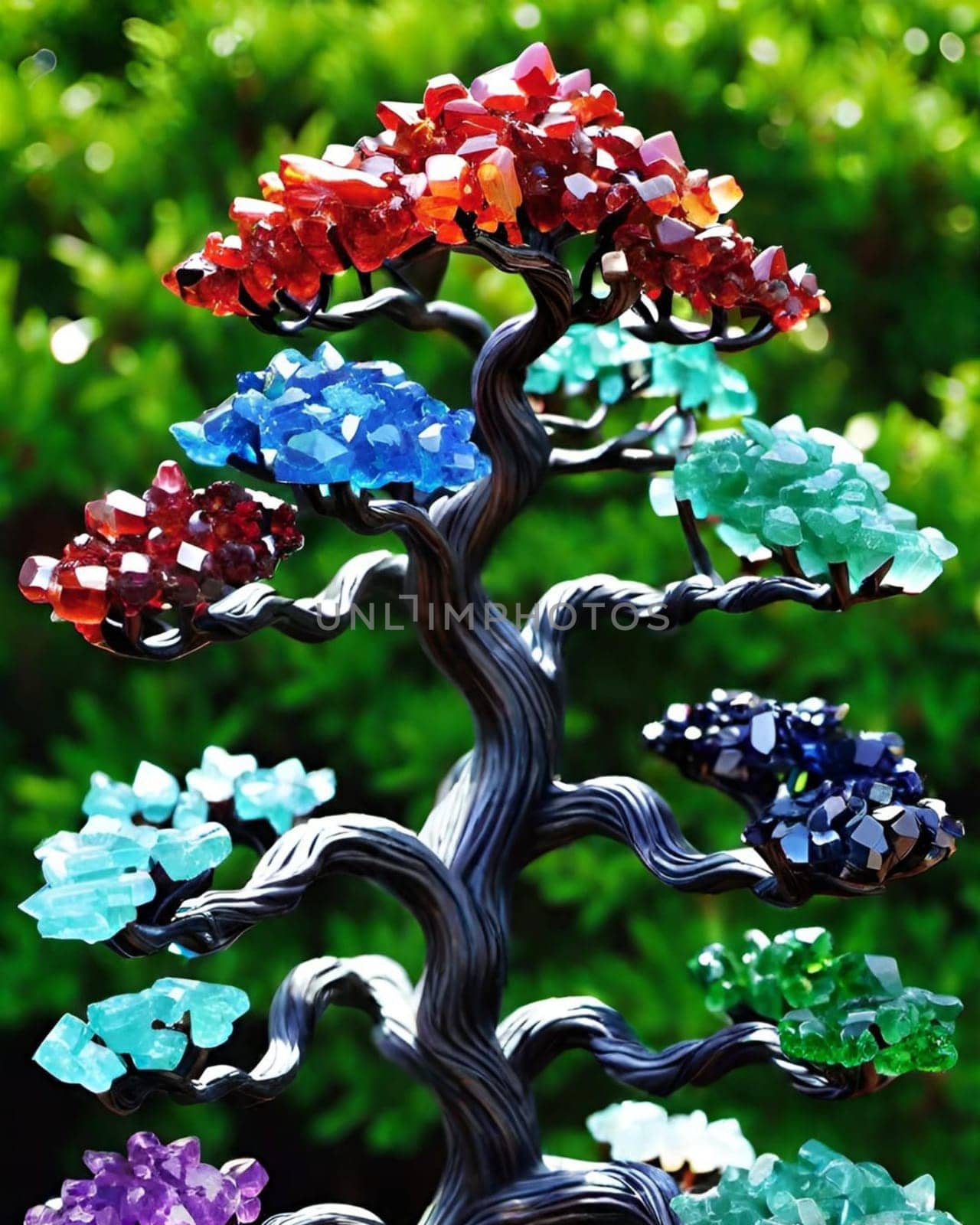 tree gemstones gifts symbol objects stones decoration interior design feng shui green leaves nature decor decorations generated ai alt. High quality photo
