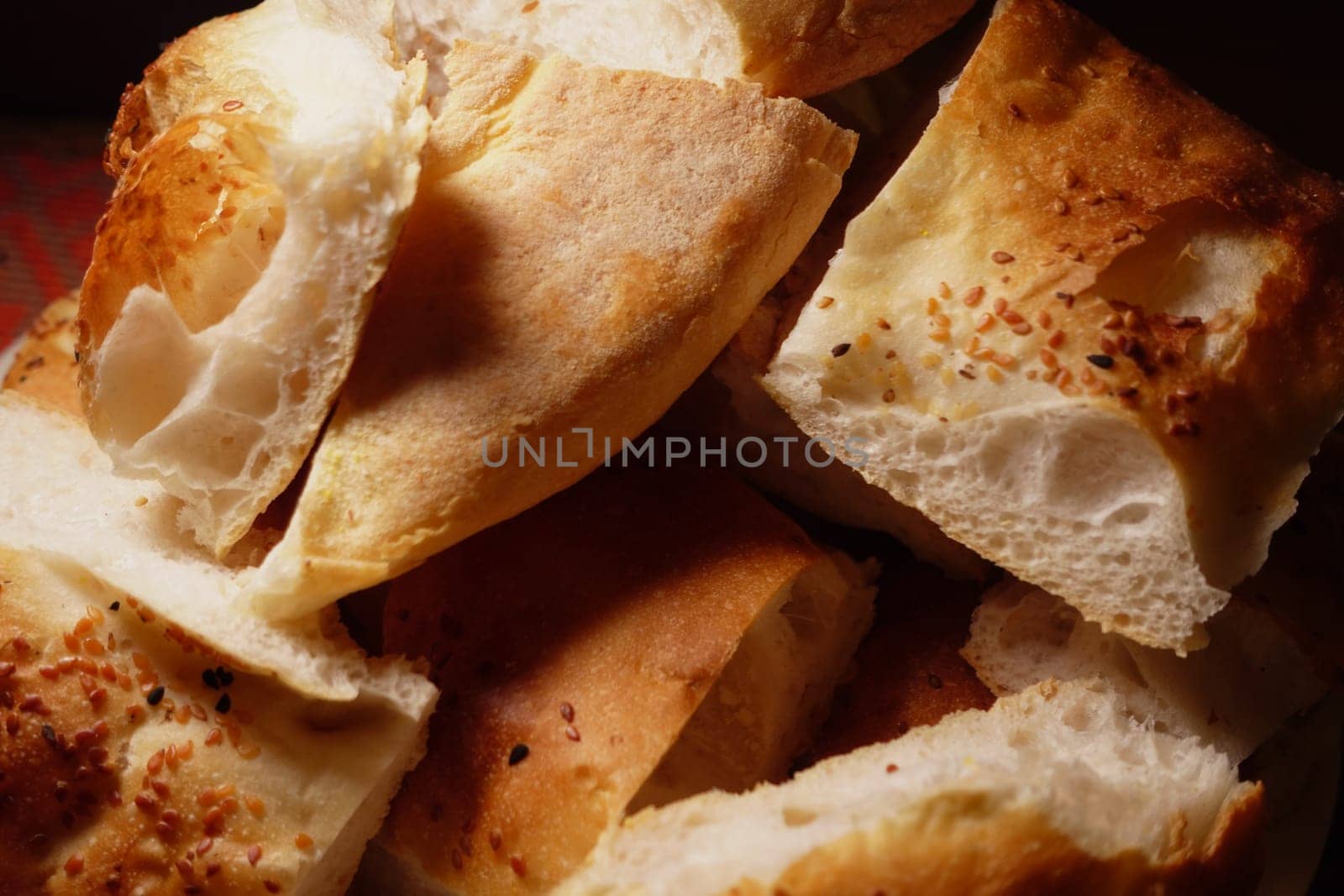 Soft bread pieces arranged together showcasing a golden crust.