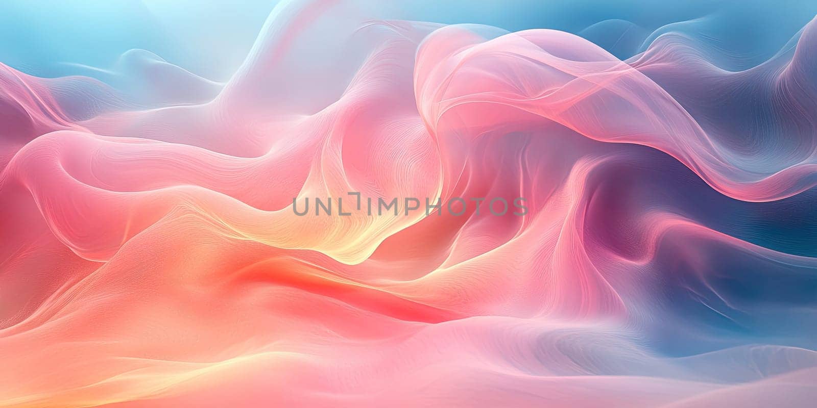 Soft pastel colors blend and swirl together, creating a fluid, dreamlike abstract composition reminiscent of a serene sunrise. The gentle movement captures a sense of calm.