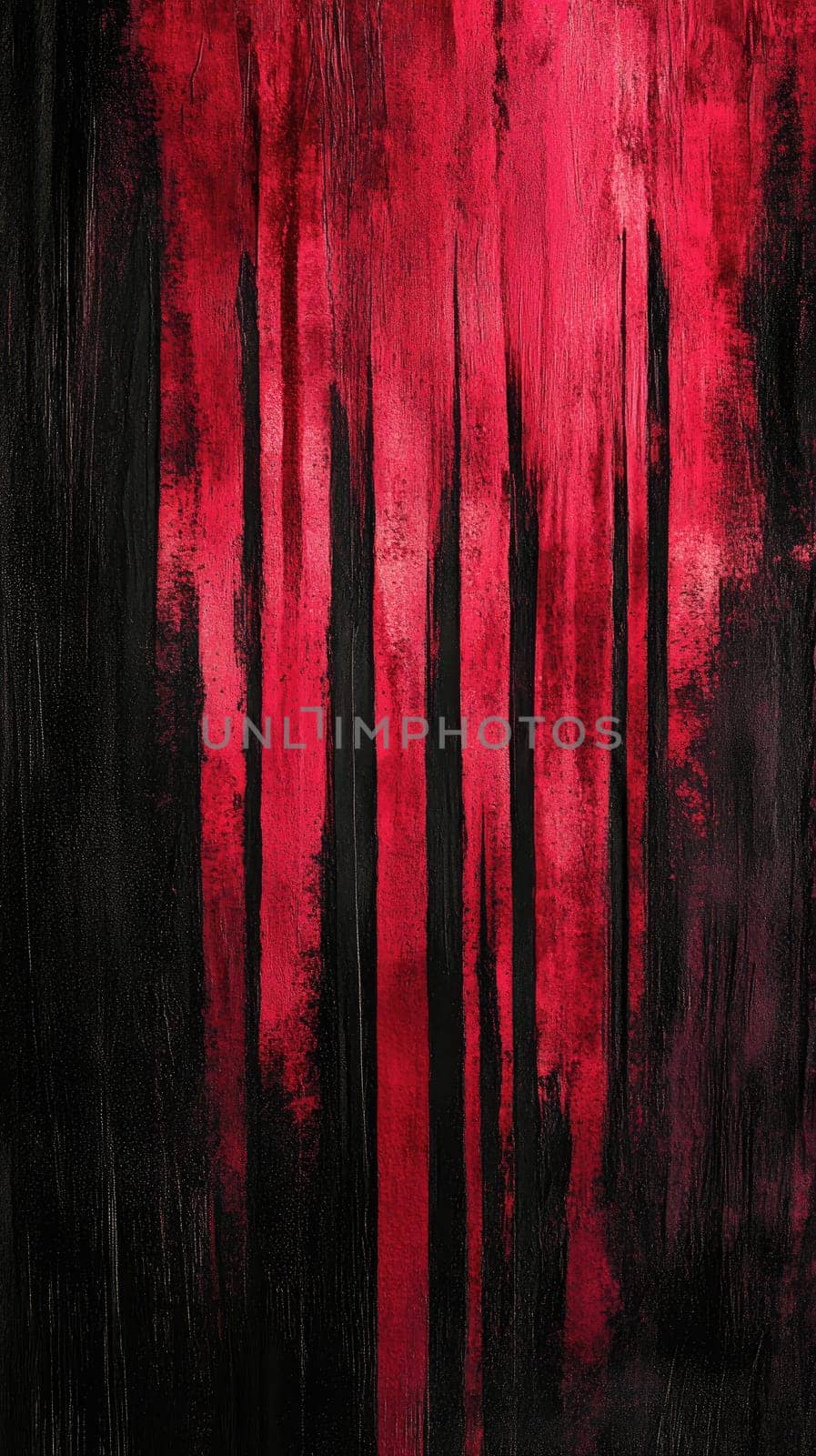 This artwork features bold red and black colors with vertical brush strokes creating a dynamic and striking visual. The contrasting elements evoke emotion and depth.