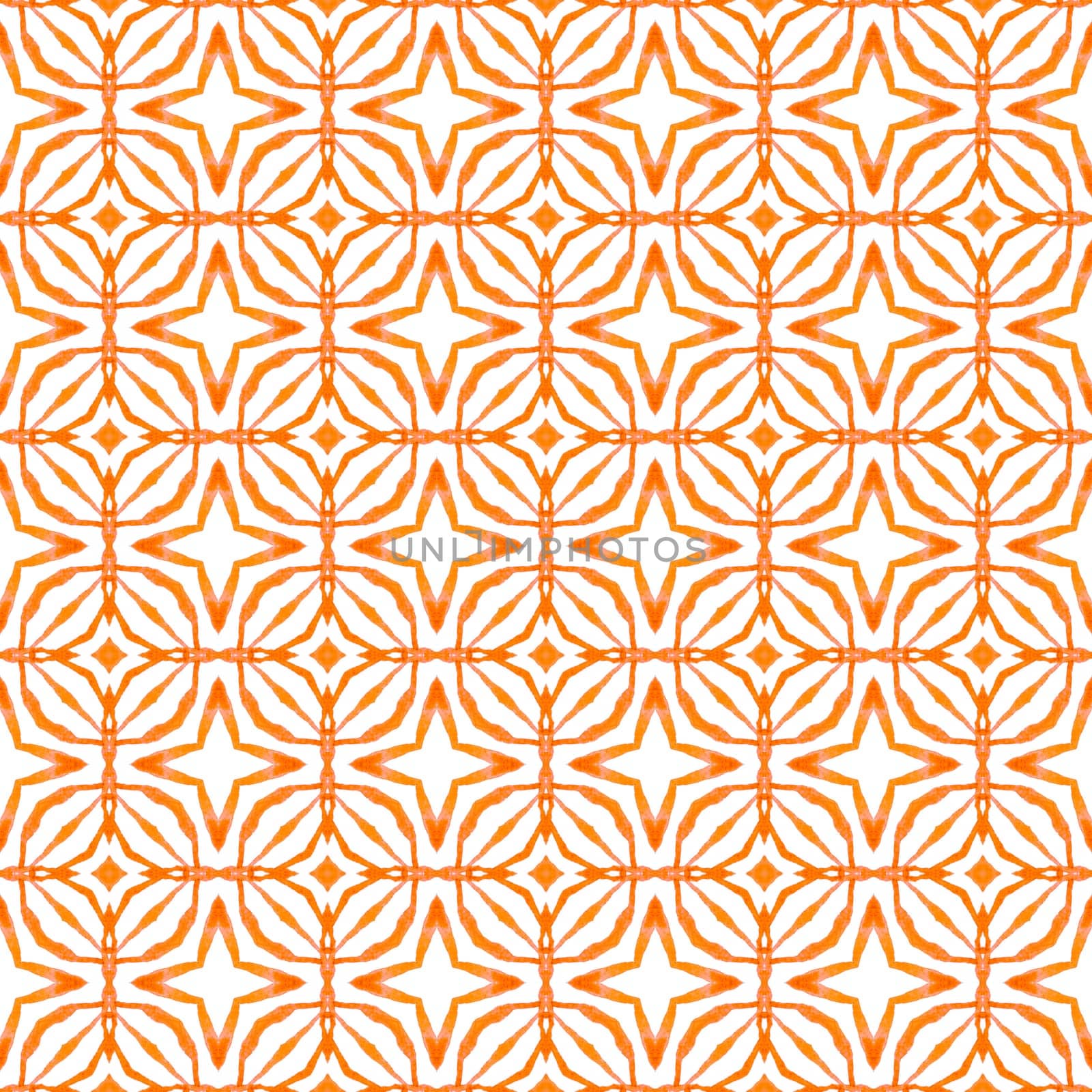Oriental arabesque hand drawn border. Orange marvelous boho chic summer design. Textile ready imaginative print, swimwear fabric, wallpaper, wrapping. Arabesque hand drawn design.