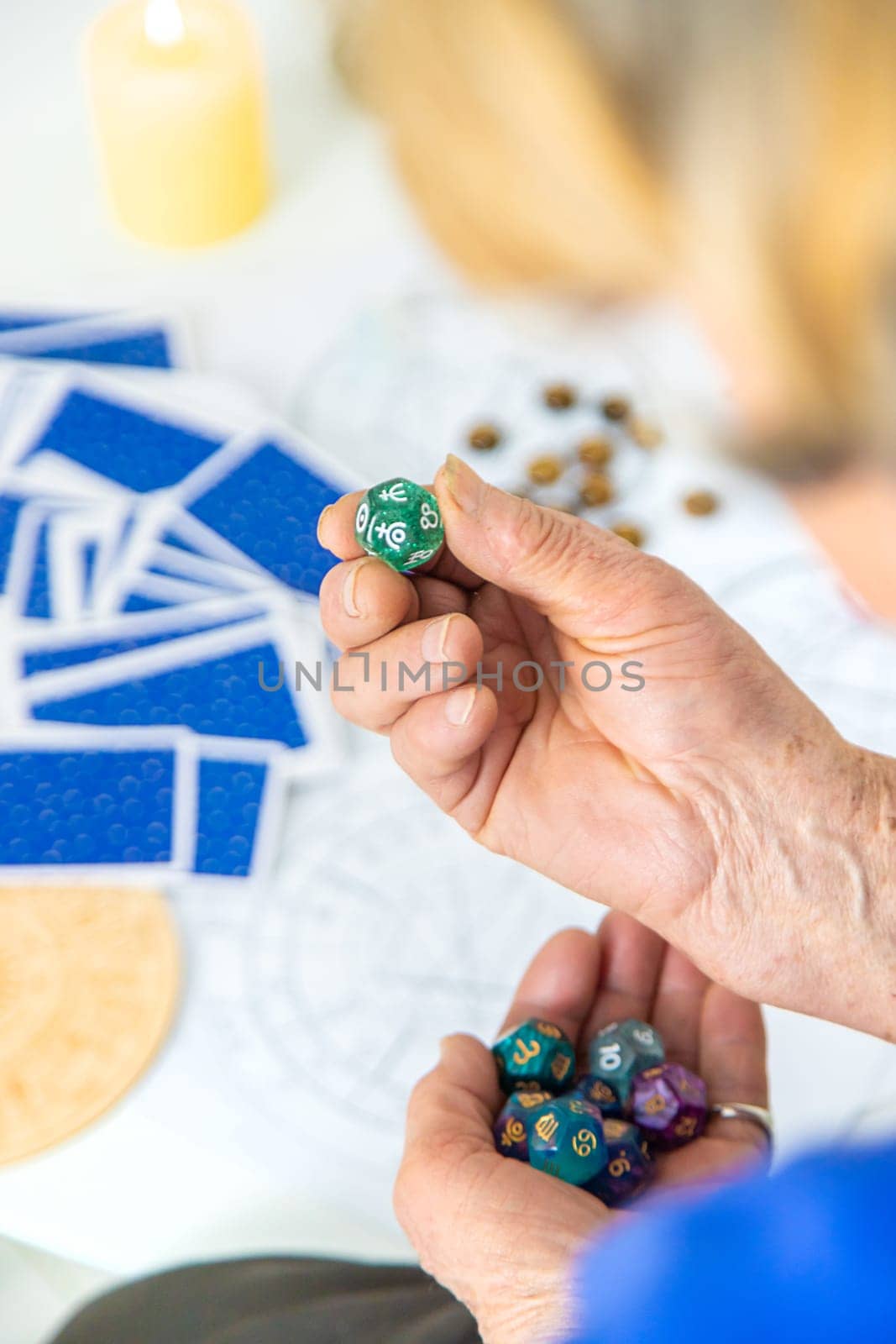 Astrology and fortune telling old fortune teller. Selective focus. people.