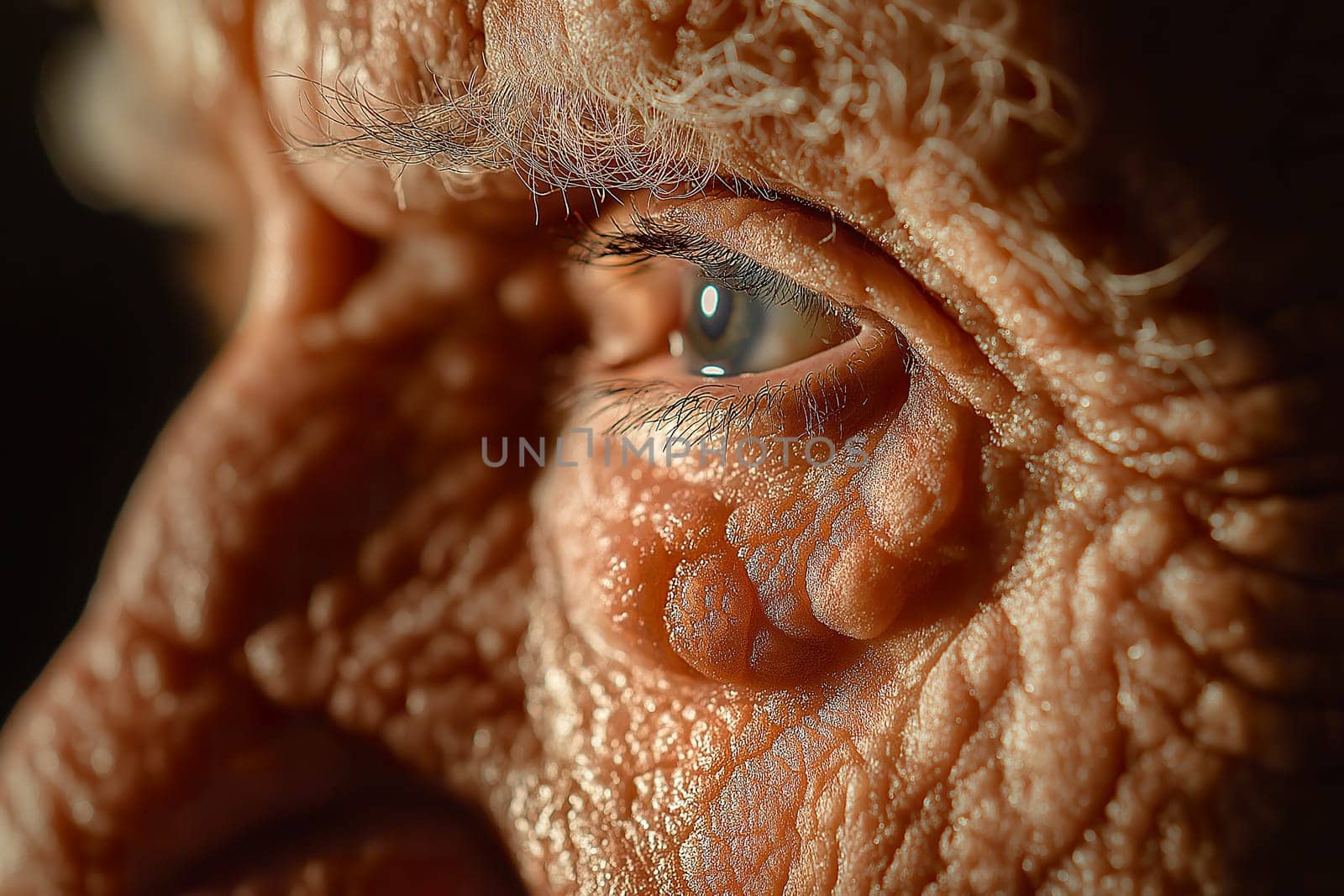A close-up view reveals a shingles rash on an older individual\'s side, highlighting the painful skin condition commonly affecting seniors.