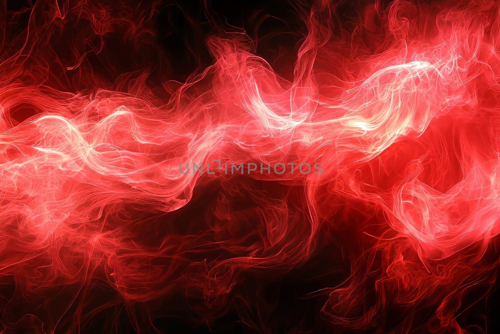 Dynamic red smoke swirls against a deep black backdrop, creating an intense and captivating visual that draws the eye.
