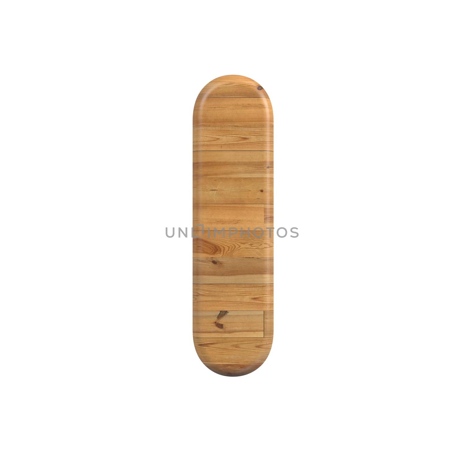 Wood letter I - Uppercase 3d pine font isolated on white background. This alphabet is perfect for creative illustrations related but not limited to Decoration, nature, wood...