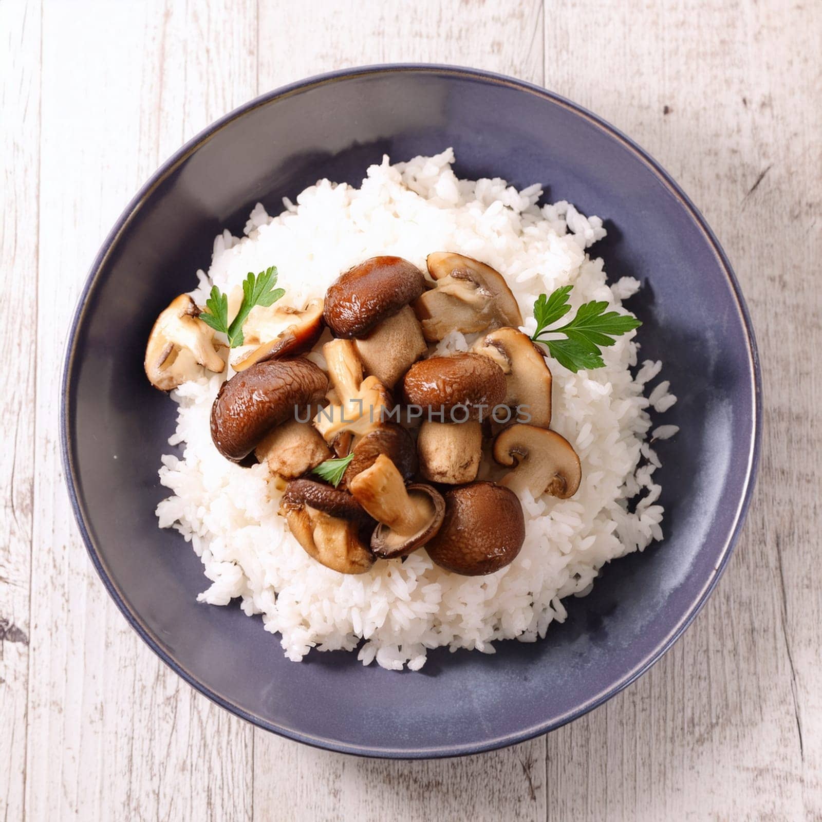 shiitake mushrooms rice vegetarian food AI generated image