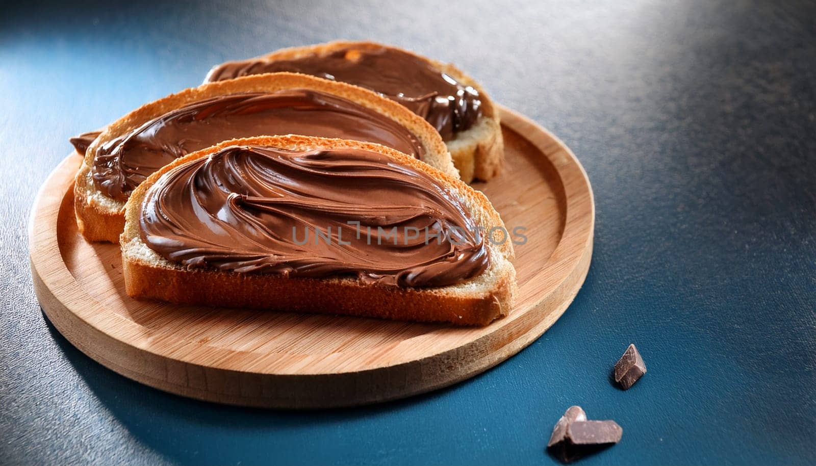 sliced bread with chocolate cream spread topping AI generated image