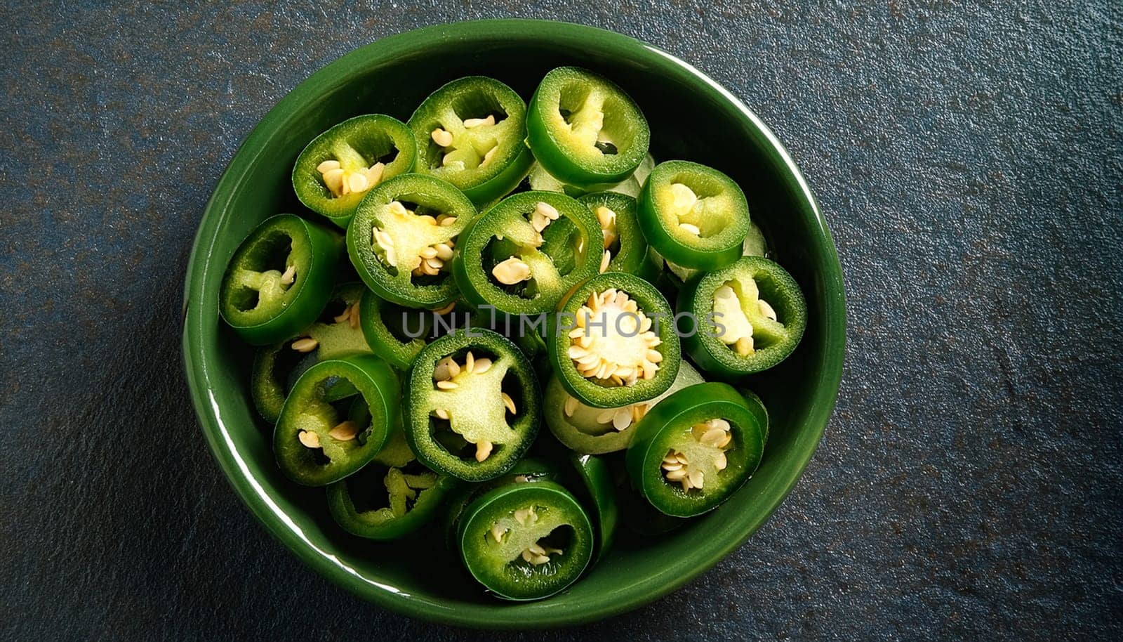 sliced hot jalapenos vegetarian food AI generated image