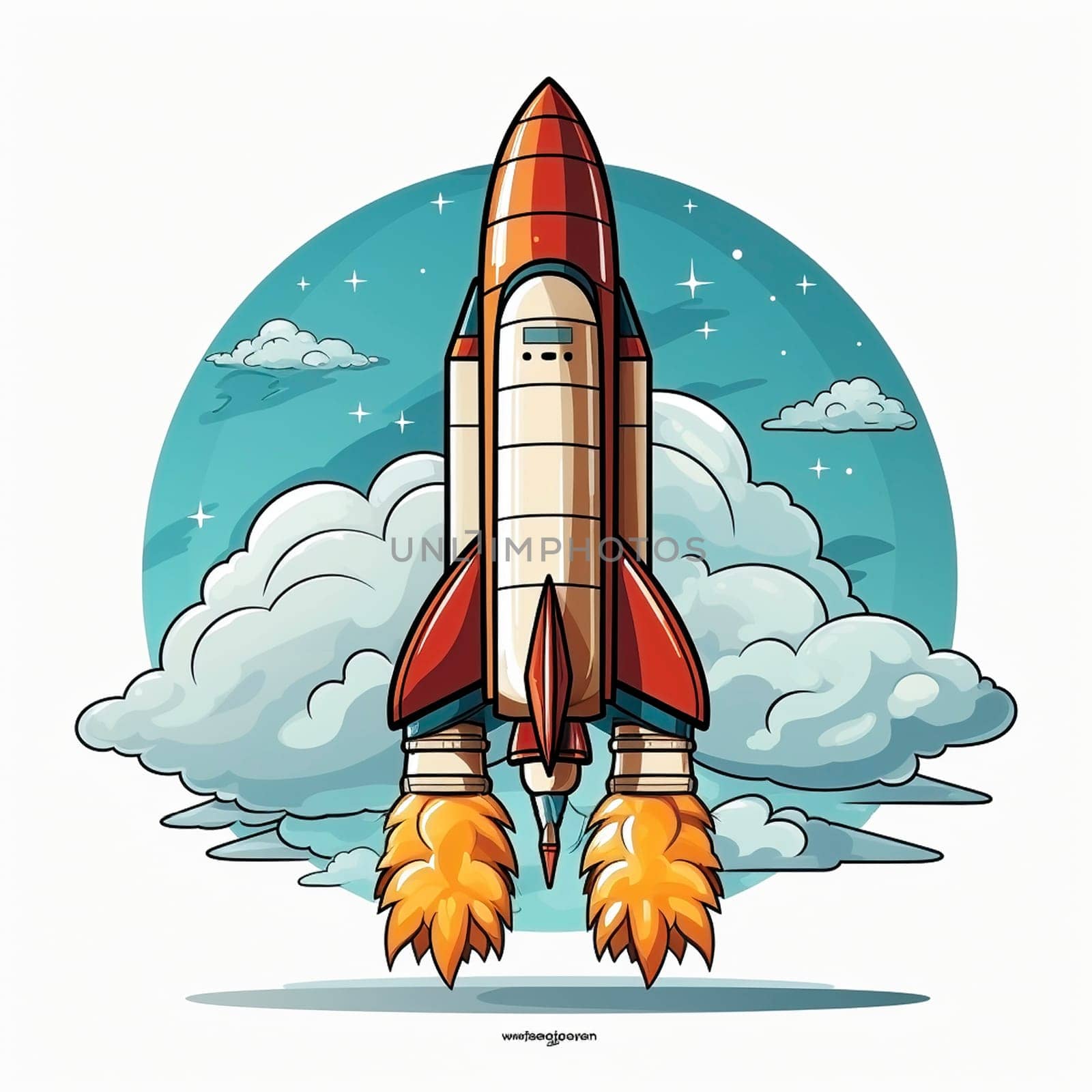 Rocket icon on the white background, created with generative AI