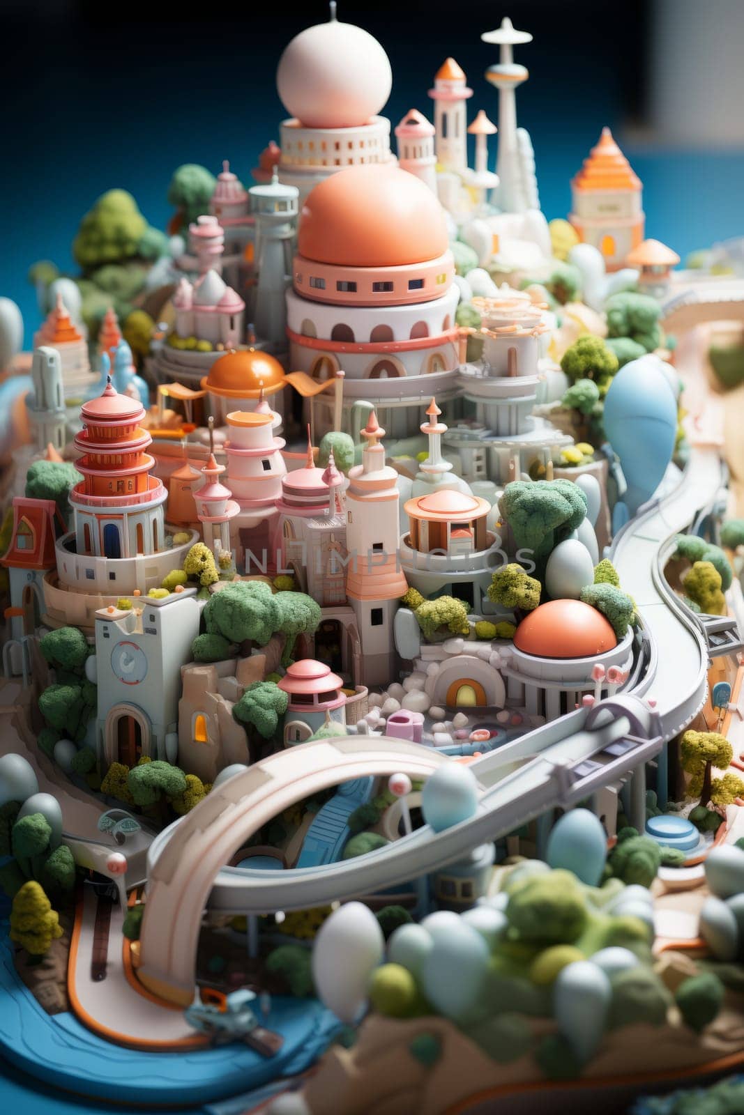 Miniature city cartoon style illustration, created with generative AI