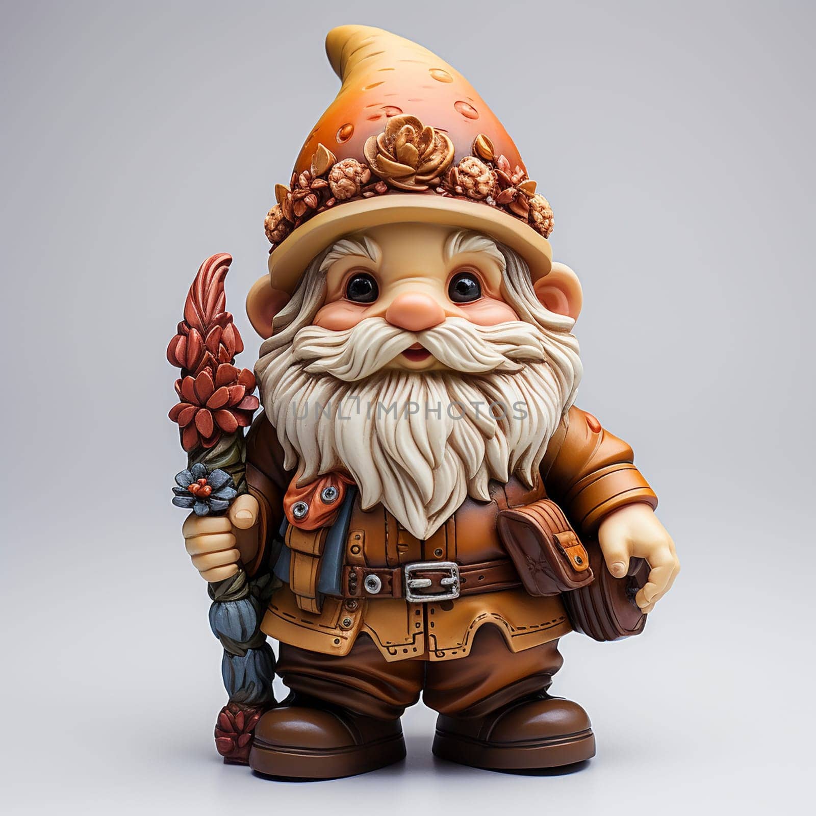 Garden gnome isolated on white background, created with generative AI