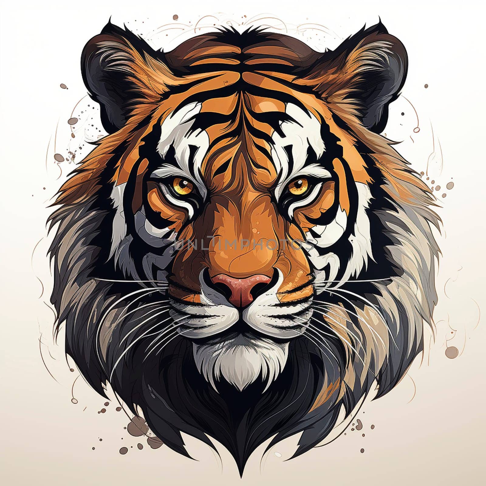 Tiger head mascot isolated on the white background, created with generative AI
