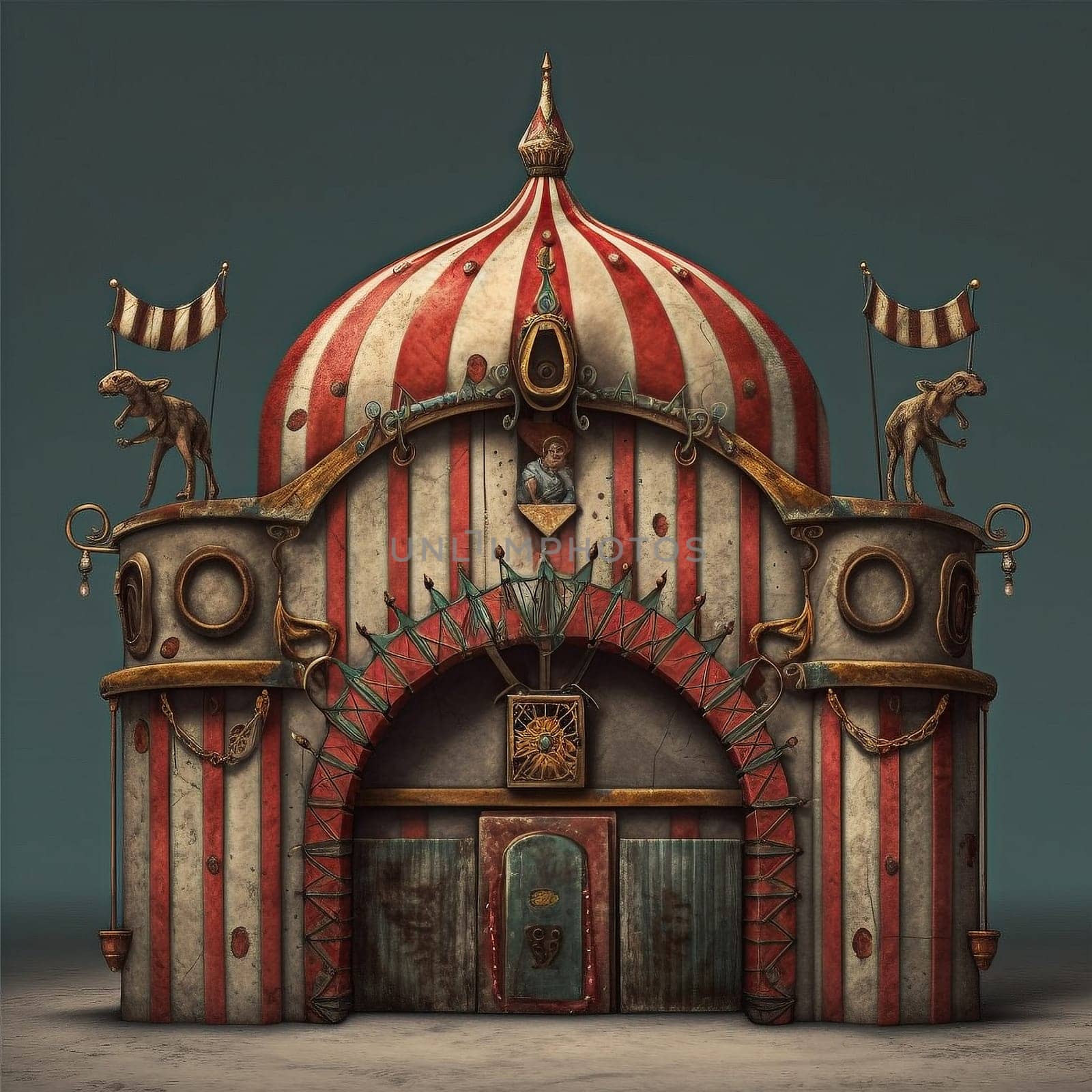 Colorful circus gate created with generative AI technology