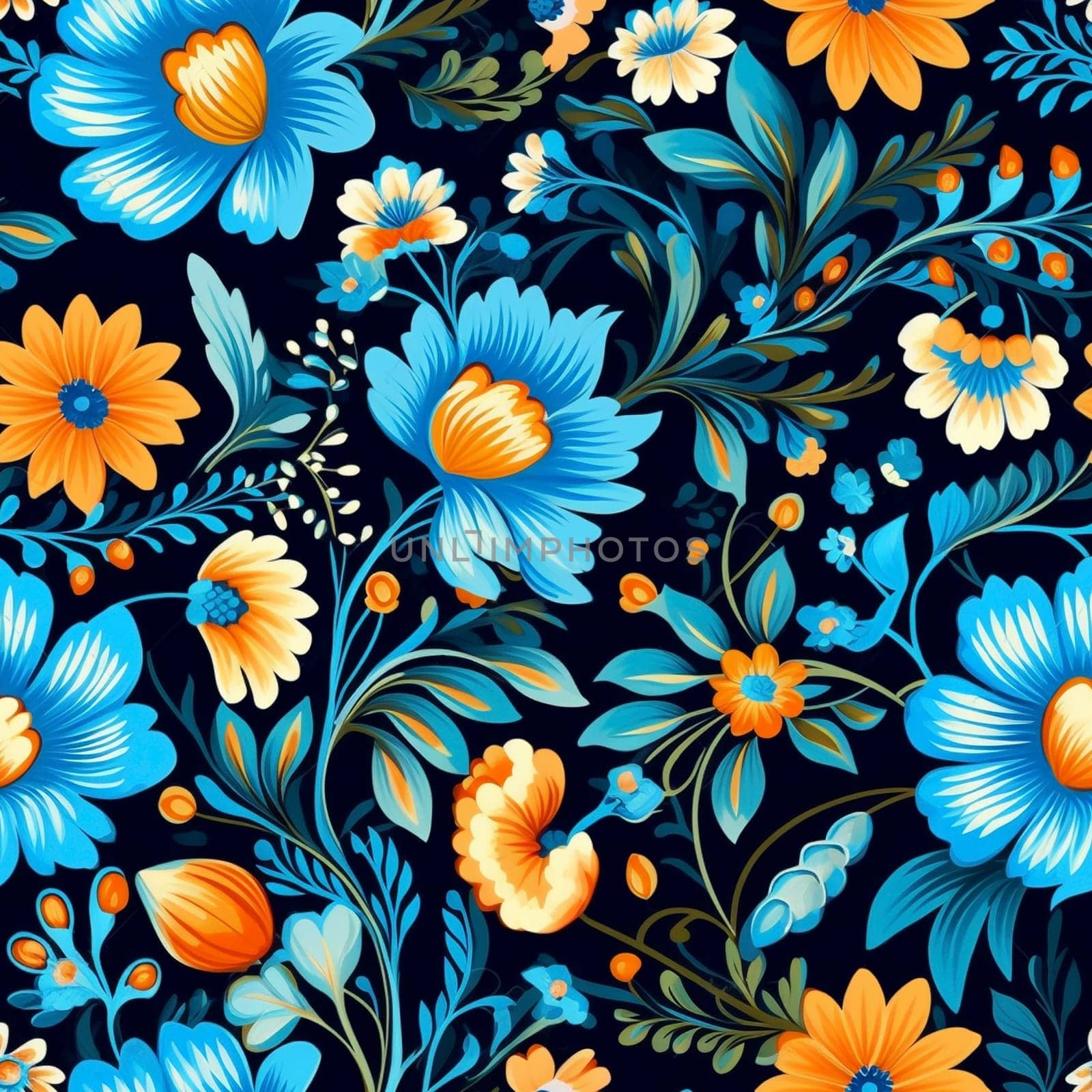 Beautiful elegant flower seamless pattern tile, created with generative AI