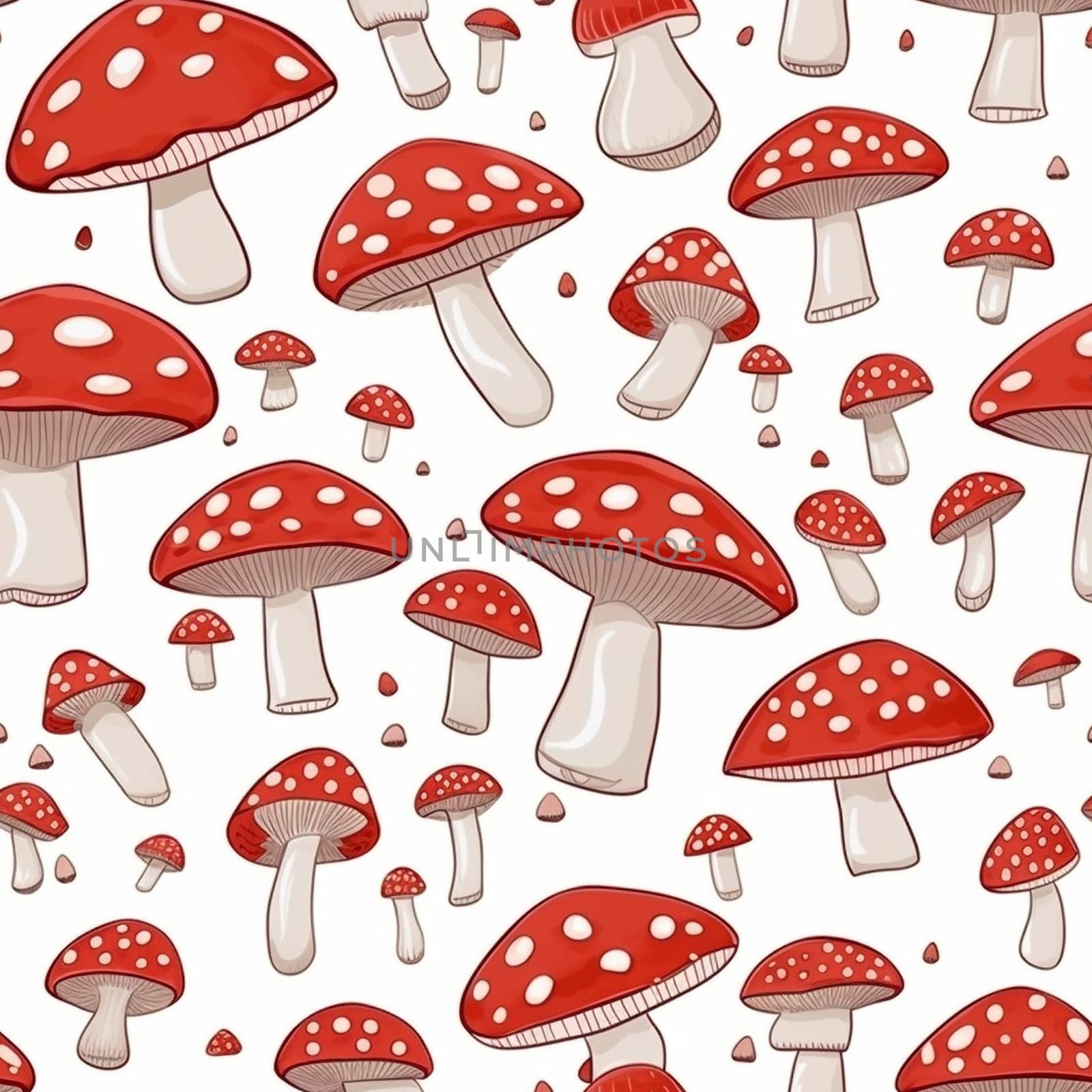 Mushroom seamless pattern tile, created with generative AI