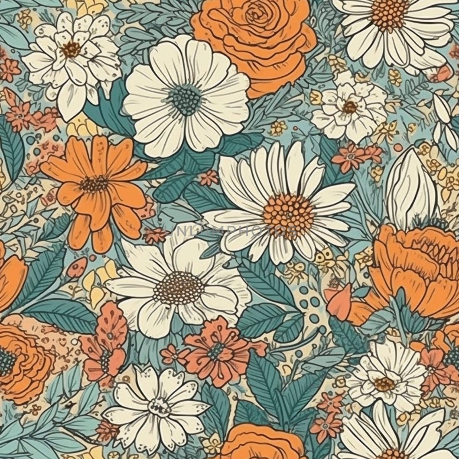 Beautiful elegant flower seamless pattern tile, created with generative AI