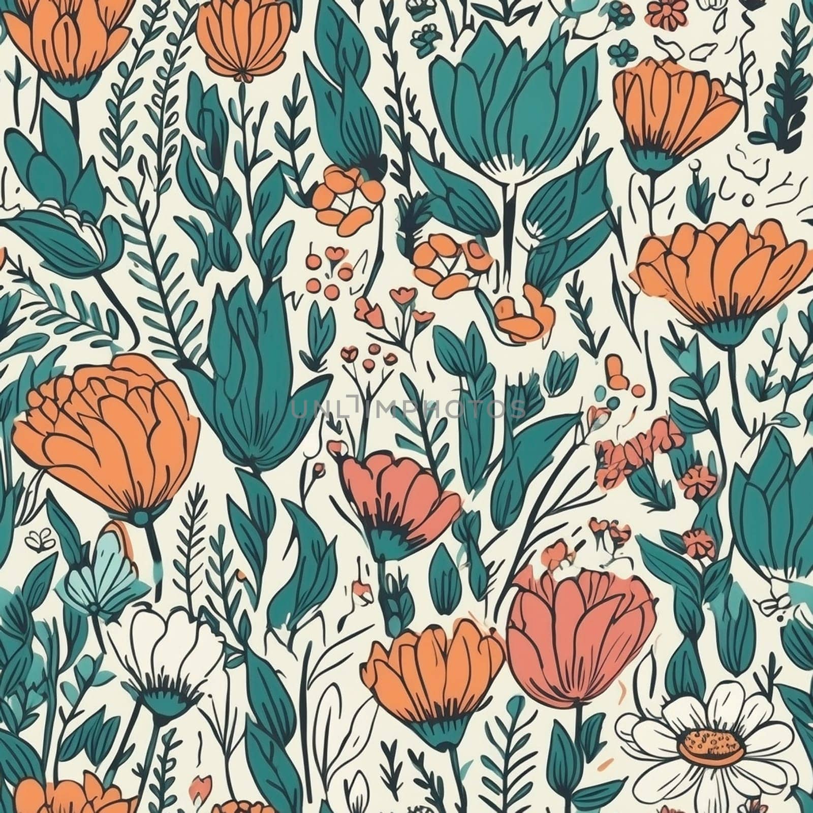 Beautiful elegant flower seamless pattern tile, created with generative AI