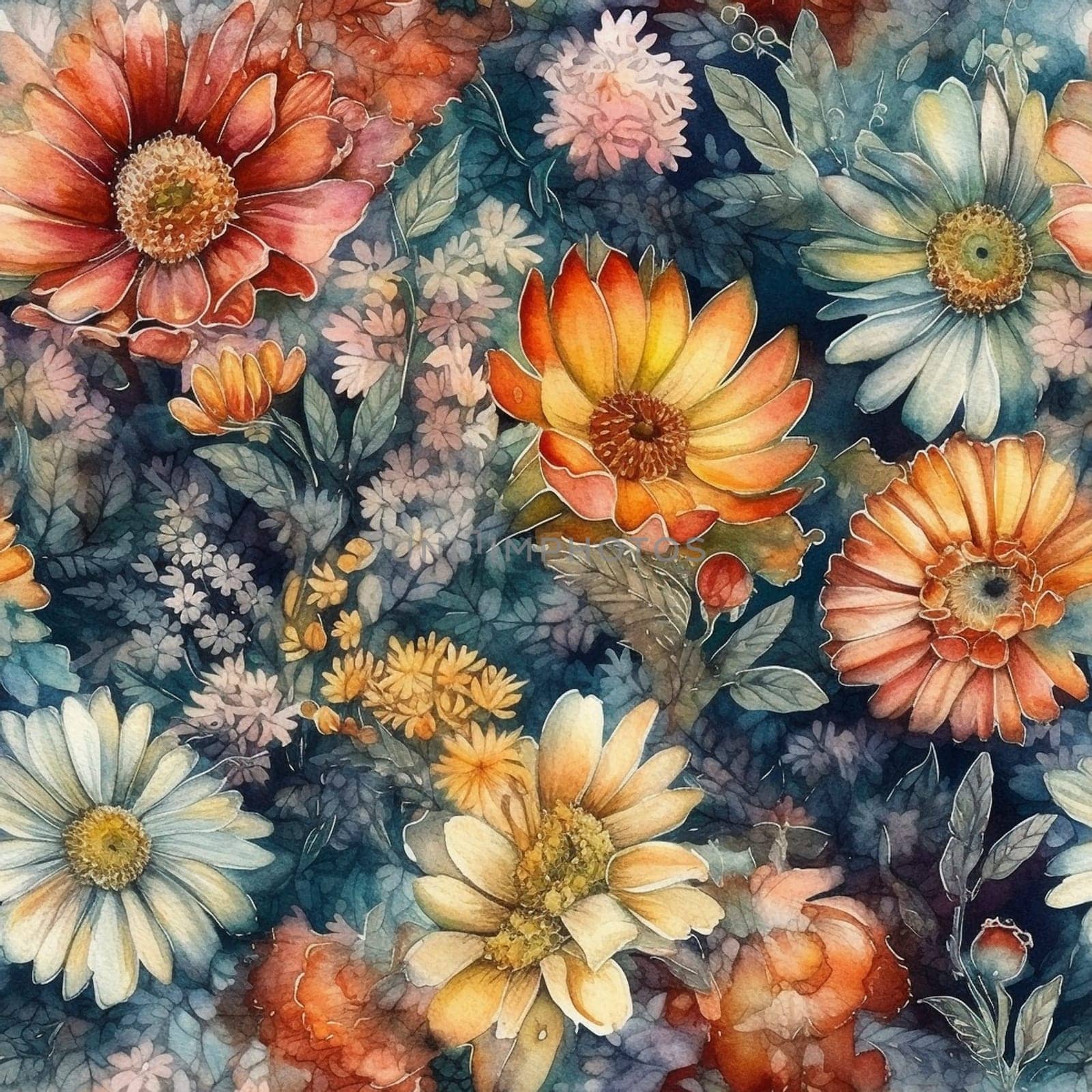 Beautiful elegant flower seamless pattern tile, created with generative AI