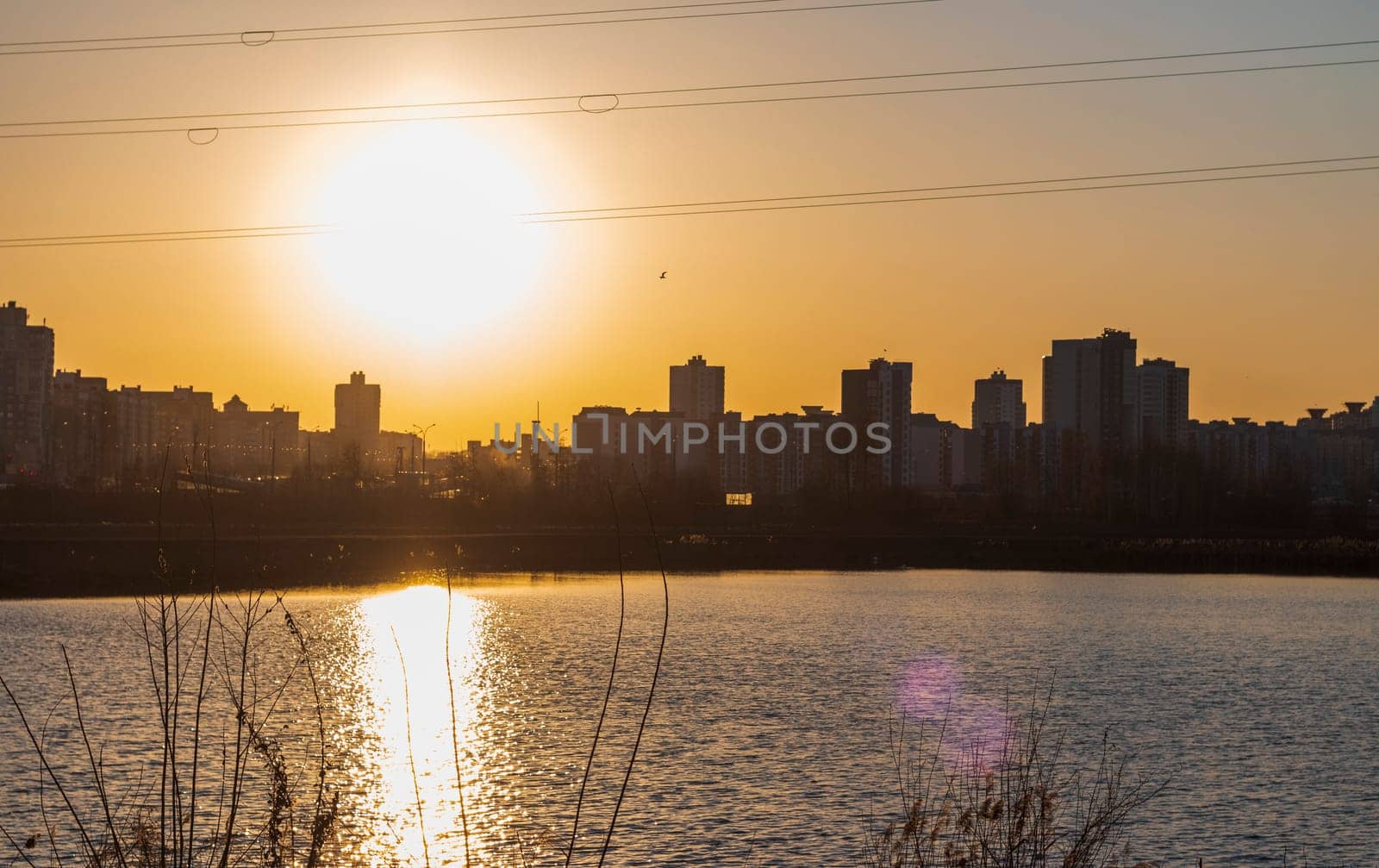 Urban landscape by the sunset