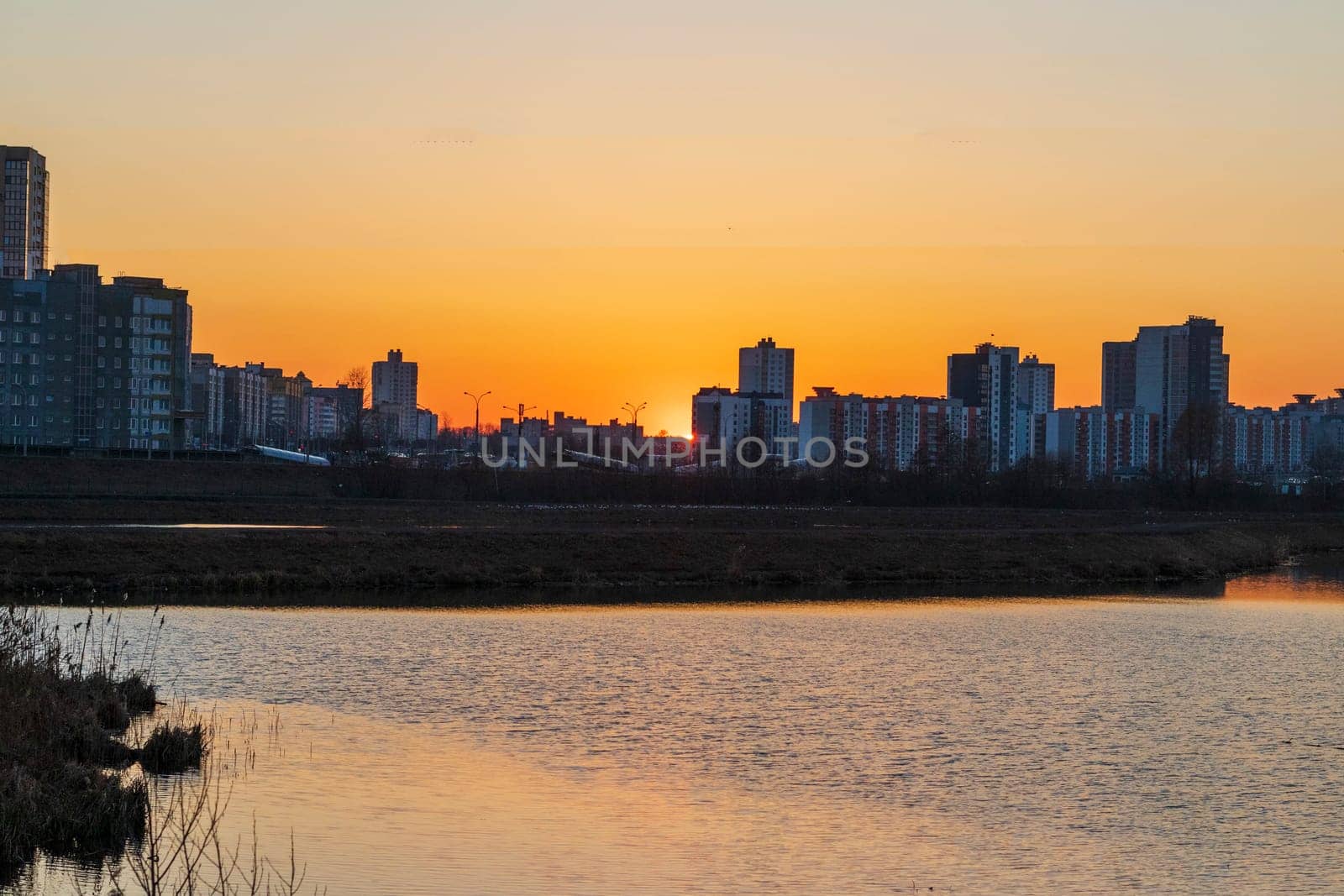 Urban landscape by the sunset.