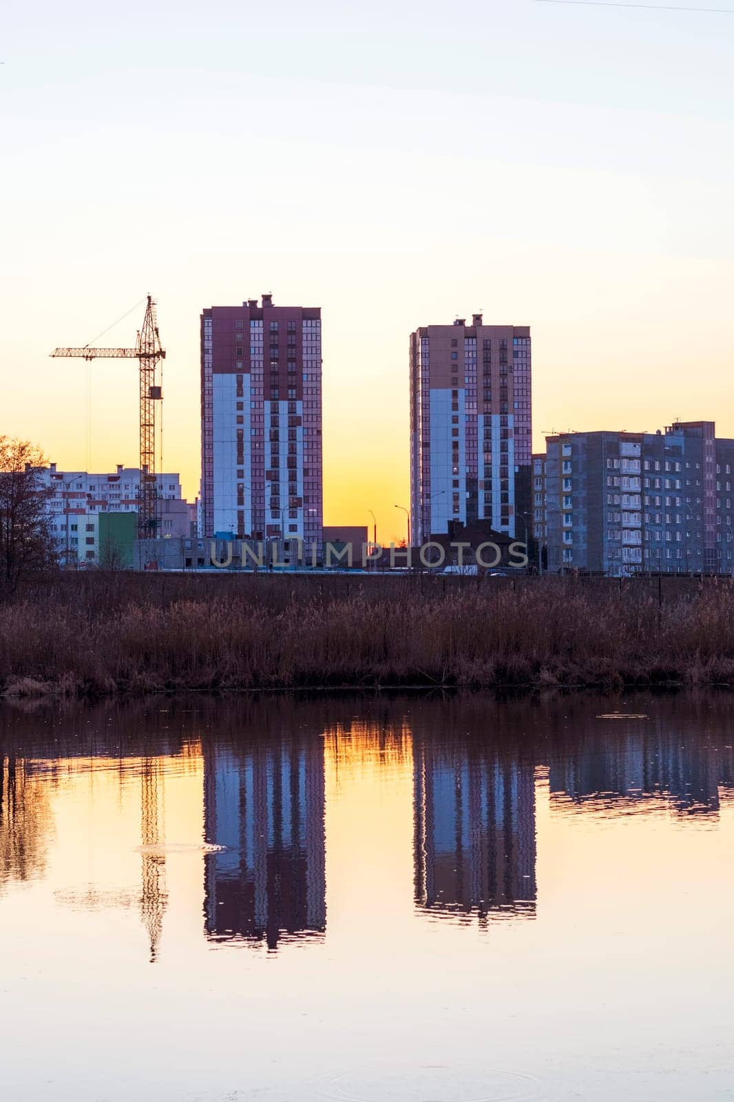 Urban landscape by the sunset.