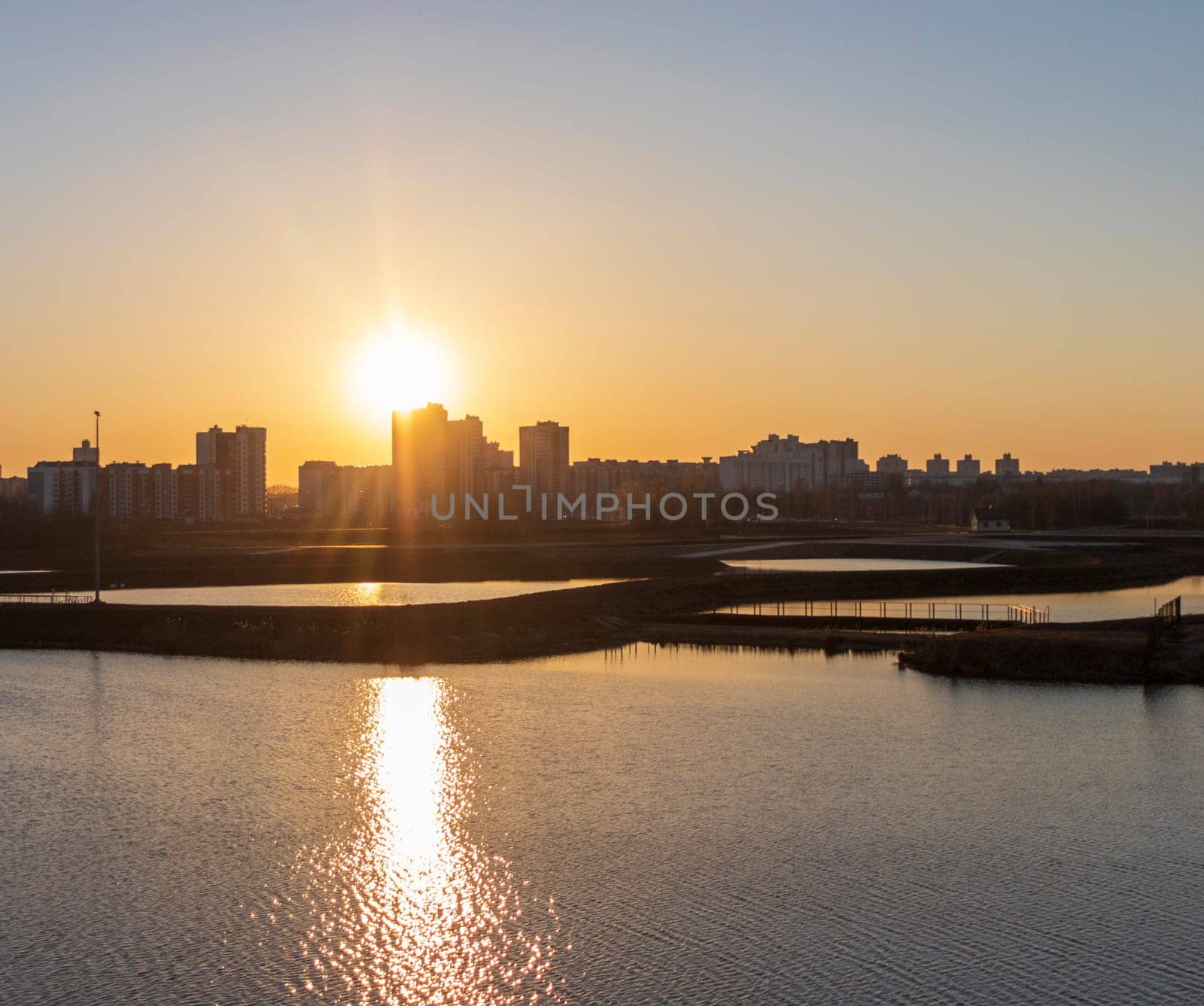 Urban landscape by the sunset.