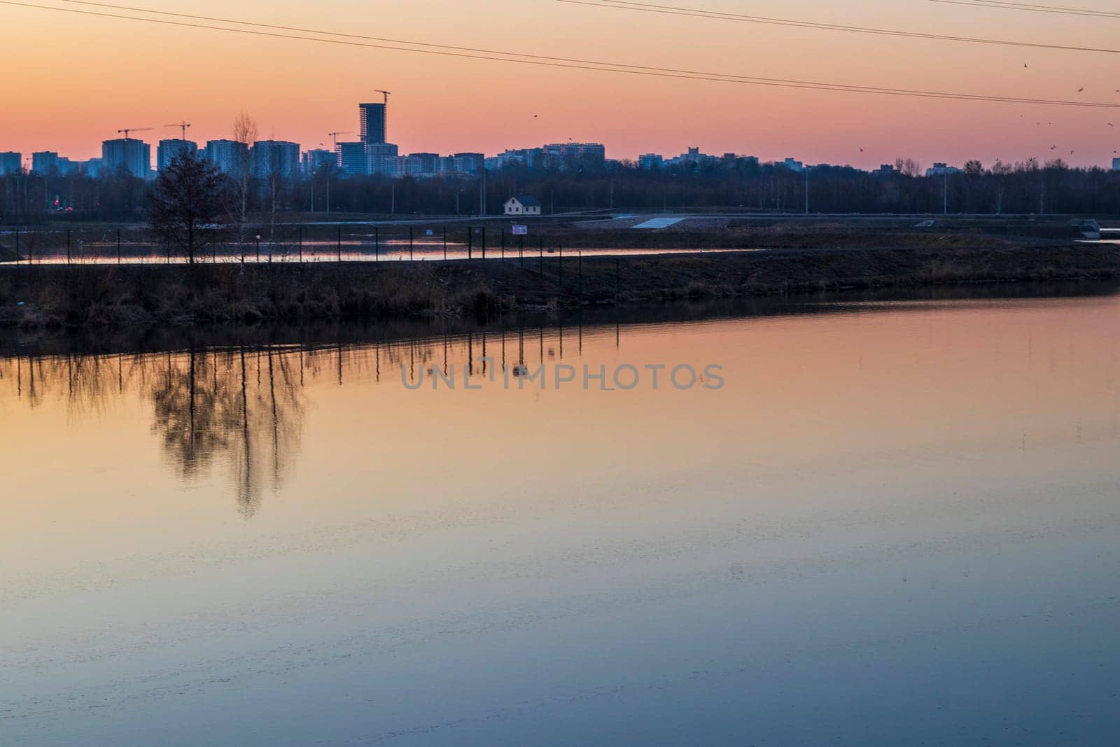 Urban landscape by the sunset.