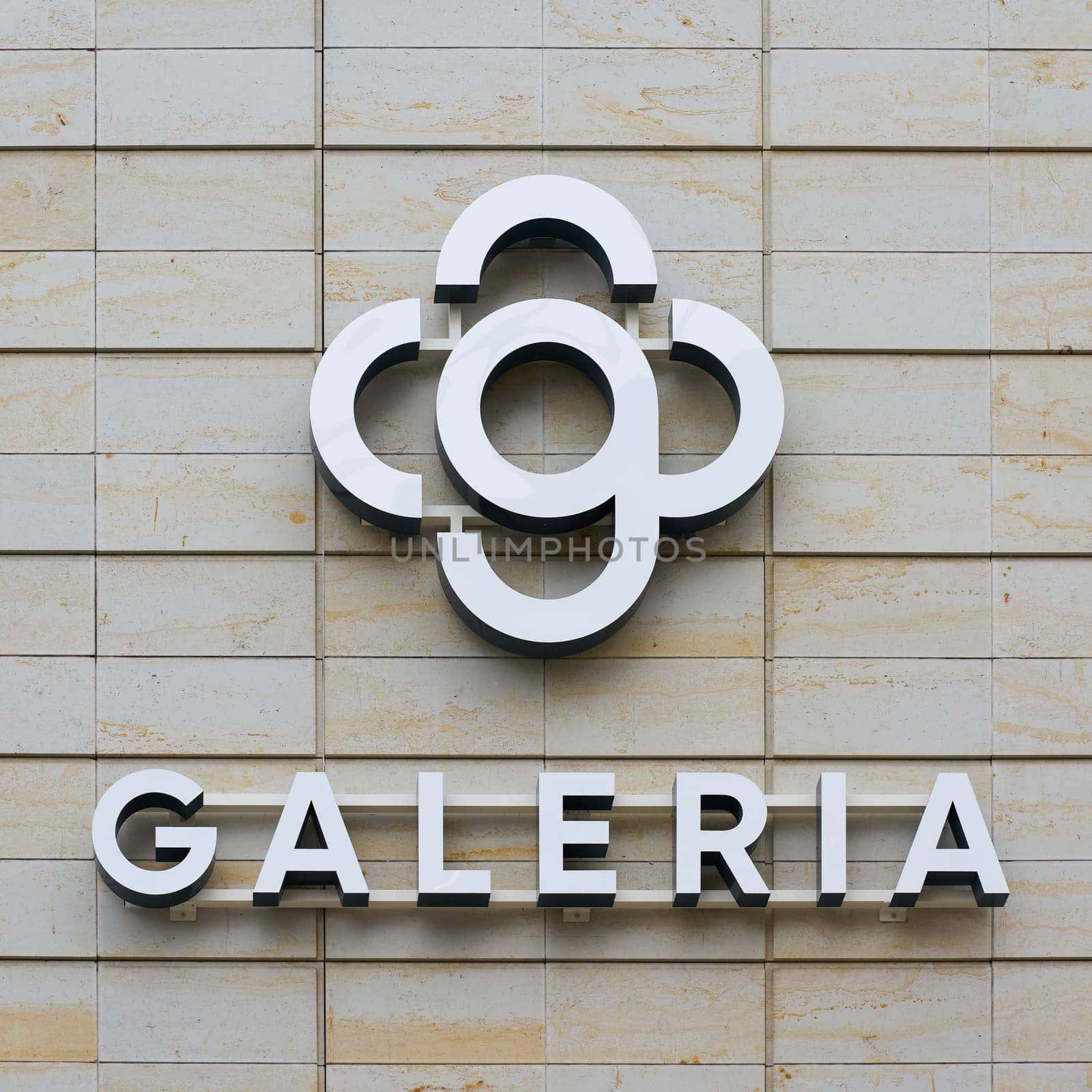 Dresden, Germany – January 16, 2025: Neon sign for a Galeria store in the city center of Dresden, Germany