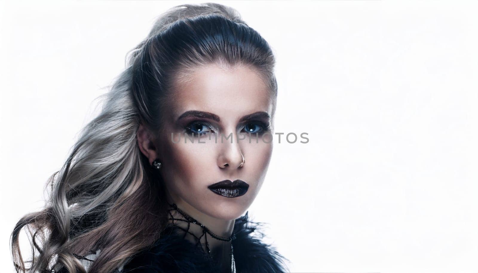 pretty young goth woman, AI generated image