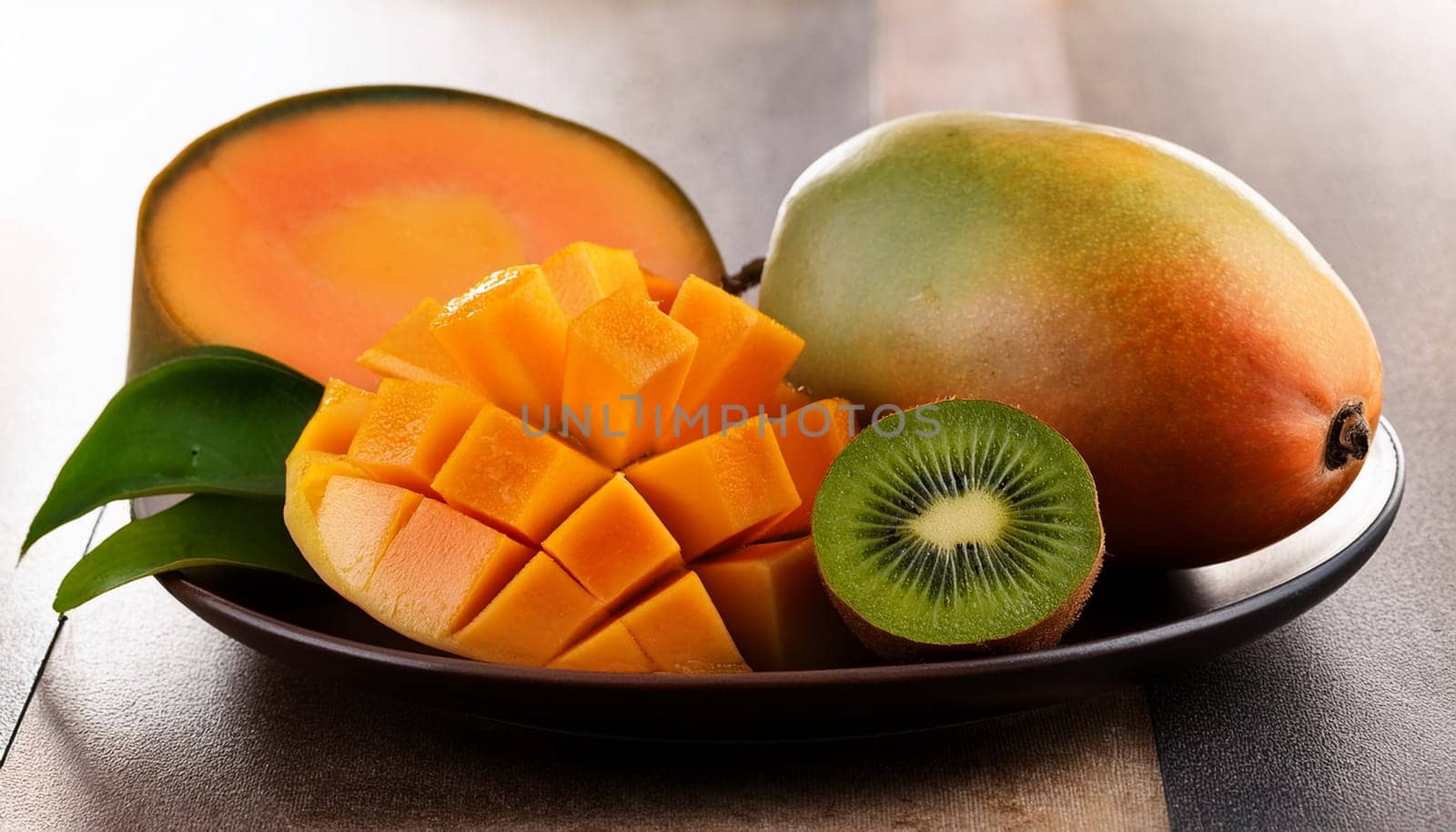 mango papaya and kiwi fruits AI generated image