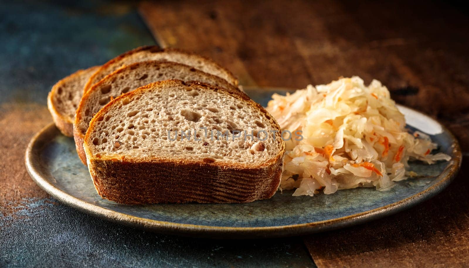 sliced bread with sauerkraut spread topping AI generated image