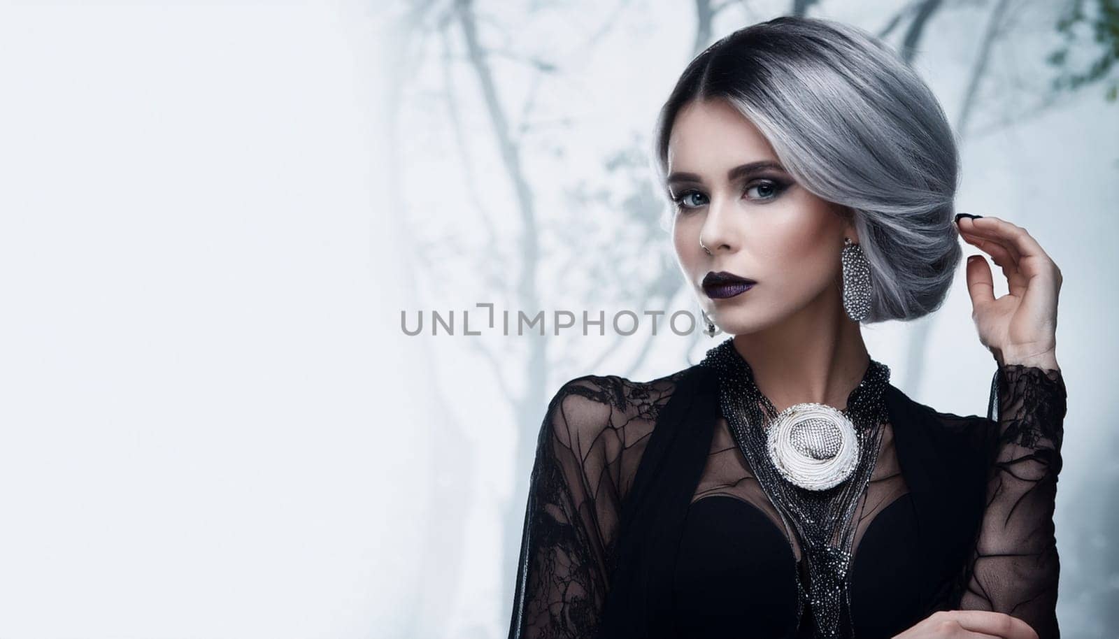pretty young goth woman, AI generated image