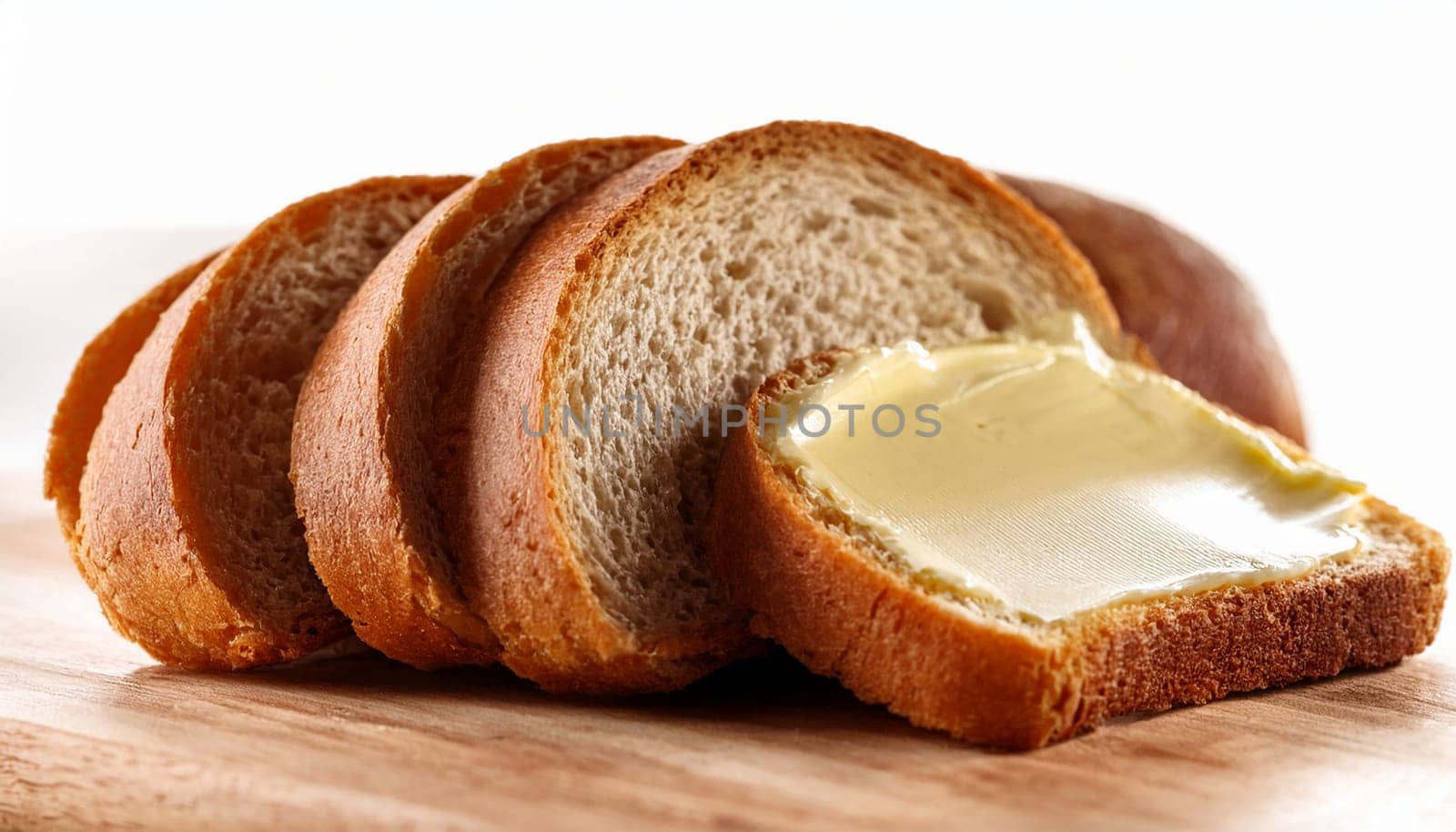 sliced bread with butter spread topping AI generated image