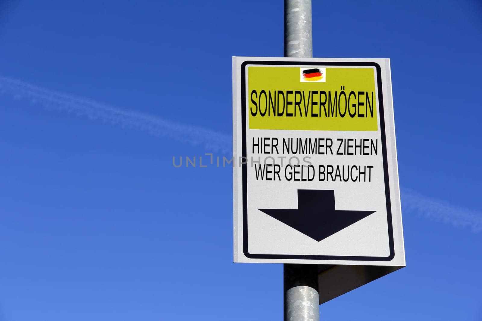 Fun sign special assets in Germany. Take a number who needs money