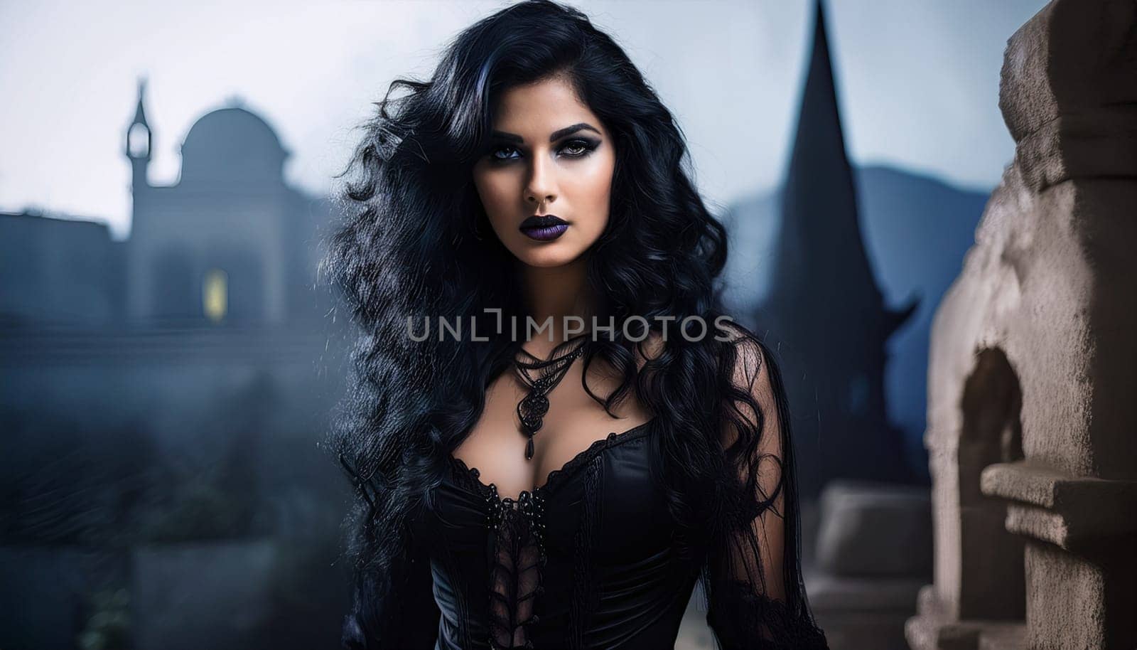 pretty young goth woman, AI generated image