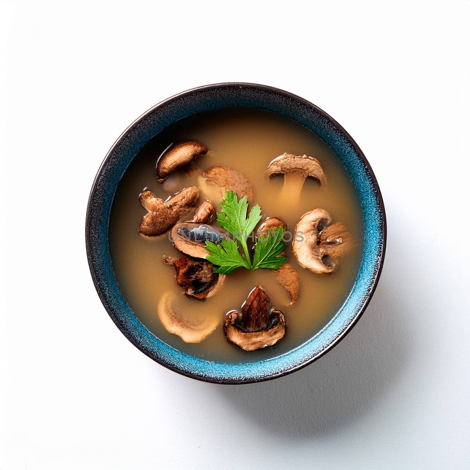 shiitake mushrooms soup bowl vegetarian food AI generated image