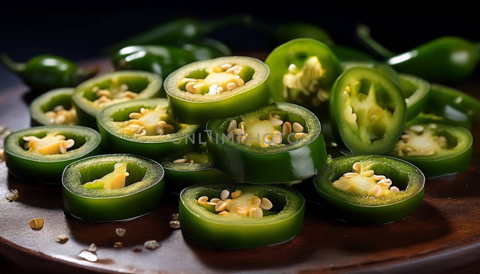 sliced hot jalapenos vegetarian food AI generated image