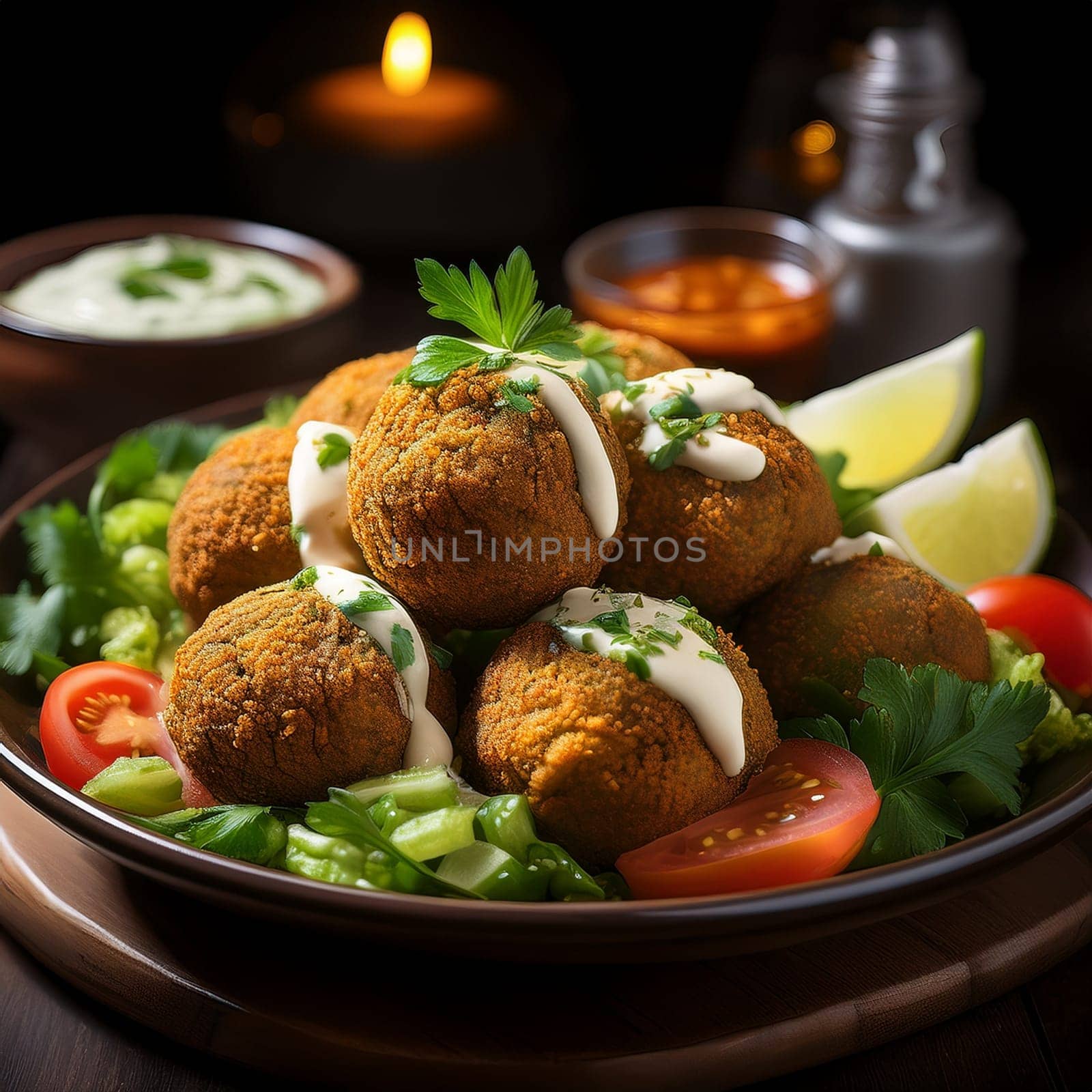 falafel dish vegetarian food AI generated image