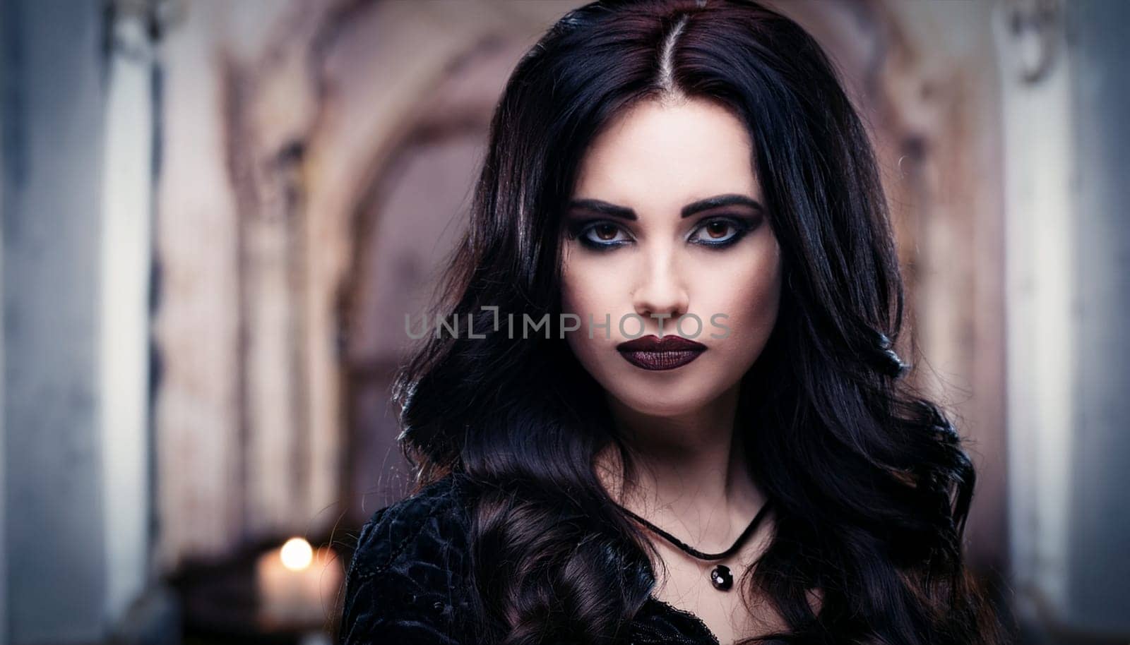 pretty young goth woman, AI generated image