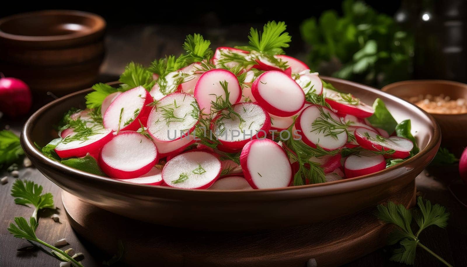 dish of radish salad AI generated image