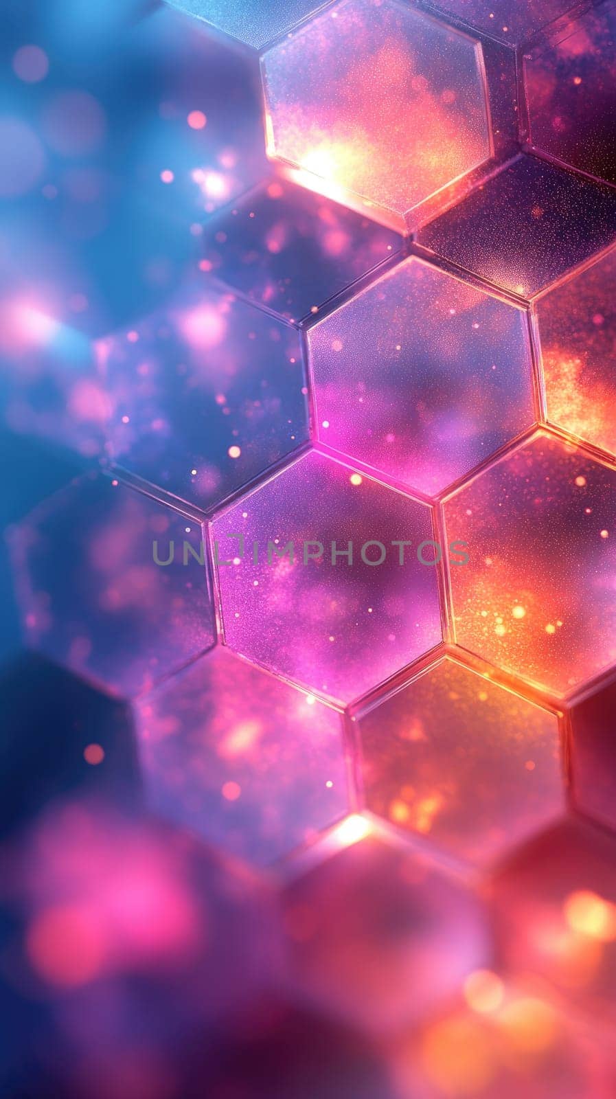 This abstract background features a captivating hexagonal pattern filled with soft pastel gradients, creating a dreamy and gentle atmosphere. The smooth textures exhibit artistic fluidity, blending vibrant colors that range from soft pinks to deep blues. The minimalistic elegance and high detail enhance the modern style, making it a versatile backdrop suitable for various projects. This design evokes a sense of calm while maintaining visual interest.