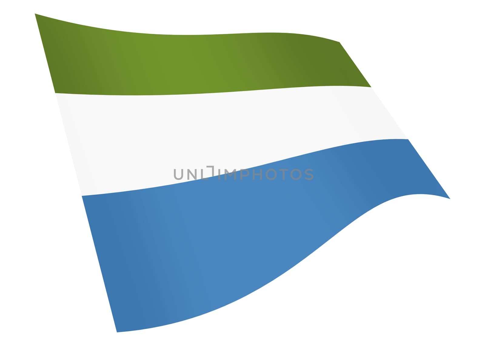 A Sierra Leone waving flag graphic isolated on white with clipping path 3d illustration