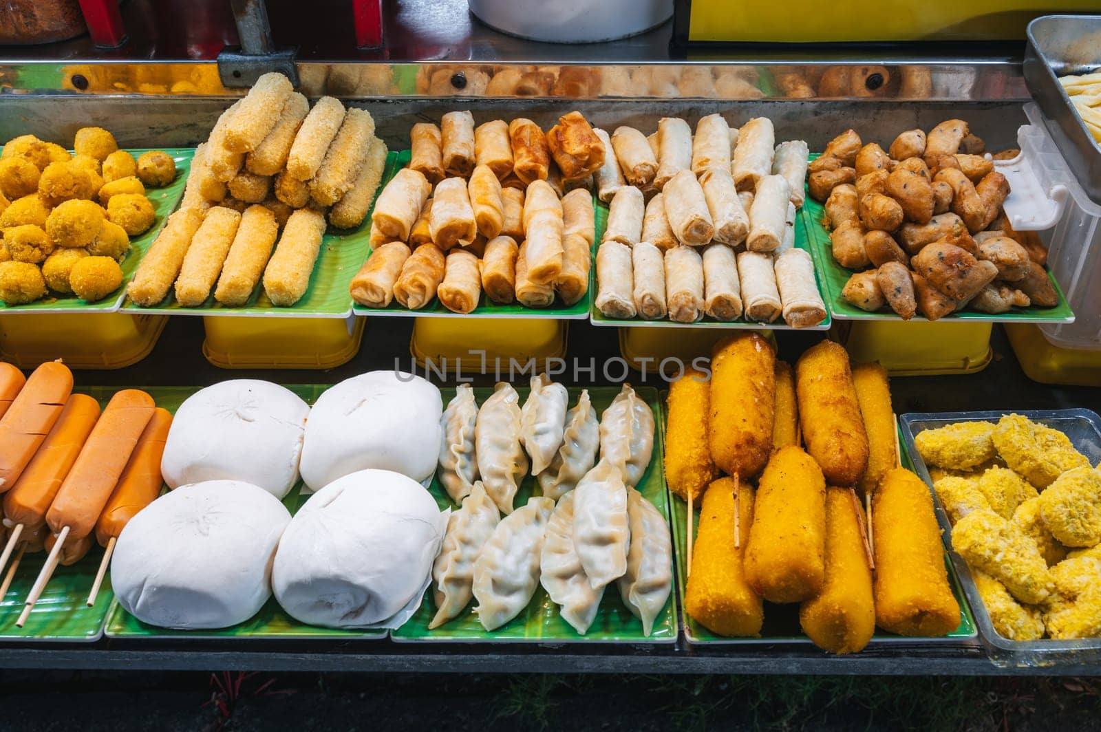 Traditional Vietnamese food and pastry at Asian night market on street in Vietnam in Asia in Da Nang