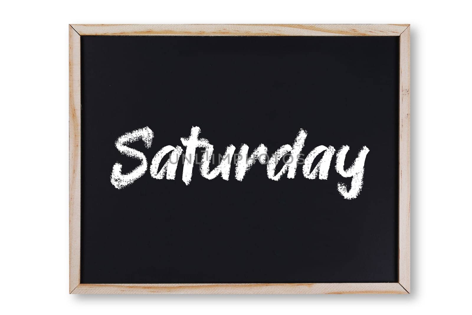 A Saturday word in chalk on chalkboard with clipping path to remove shadow