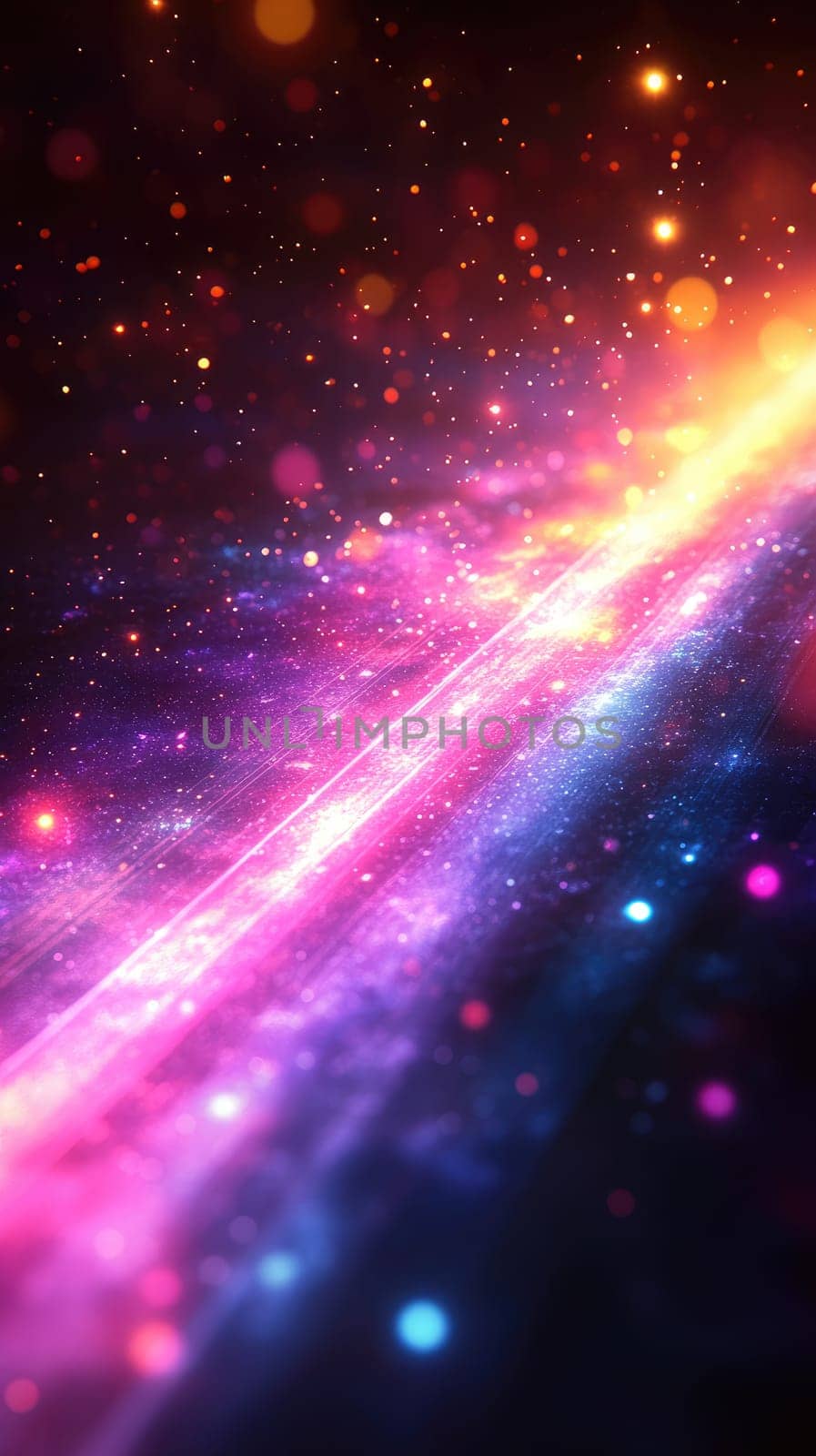 This abstract background features sleek lines and futuristic neon lights set against a deep black backdrop. The glowing elements create a sci-fi atmosphere filled with vibrant energy, perfect for various design projects.