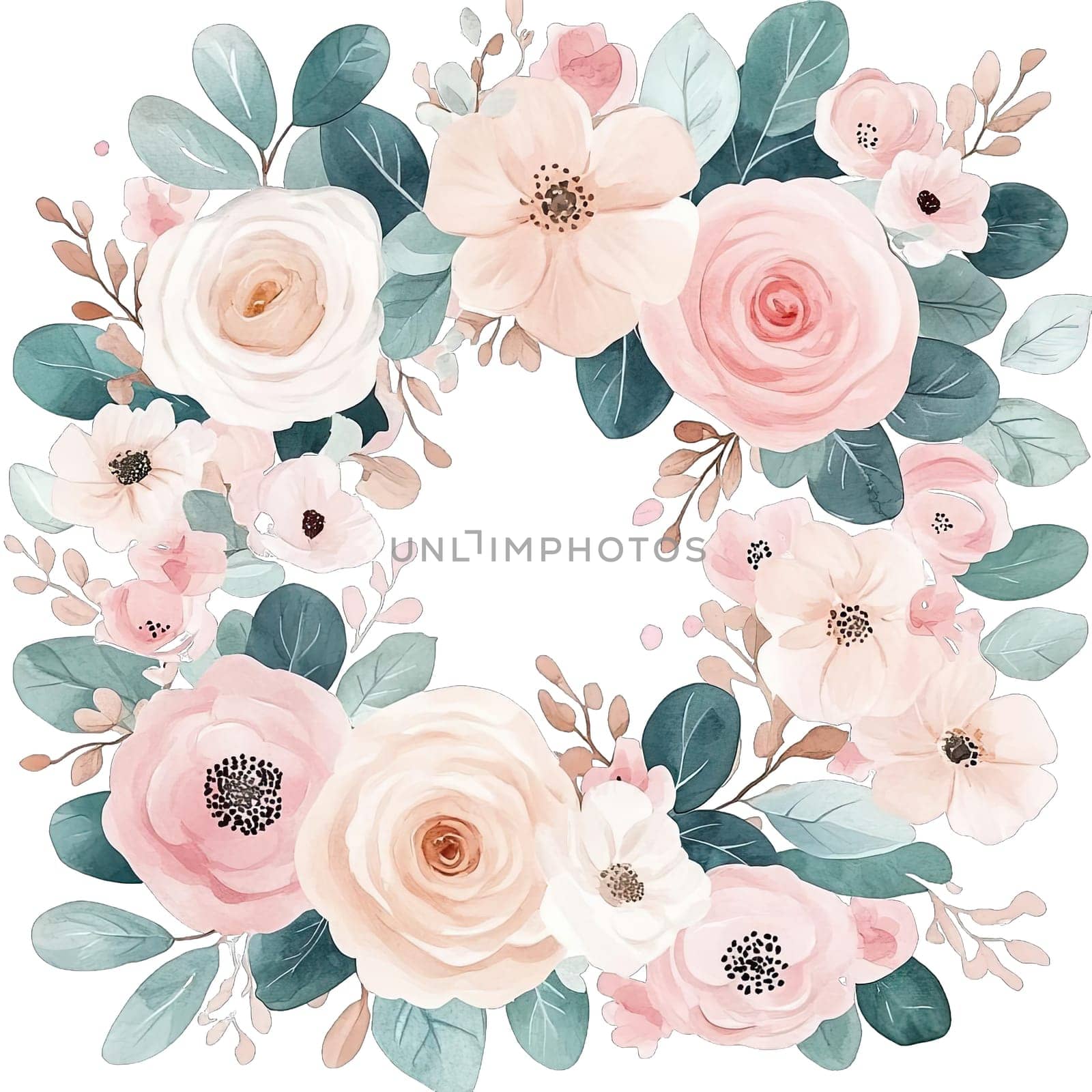 Delicate floral arrangement features soft lavender and cream roses, accented by greenery and subtle purple accents, creating a serene and inviting atmosphere.