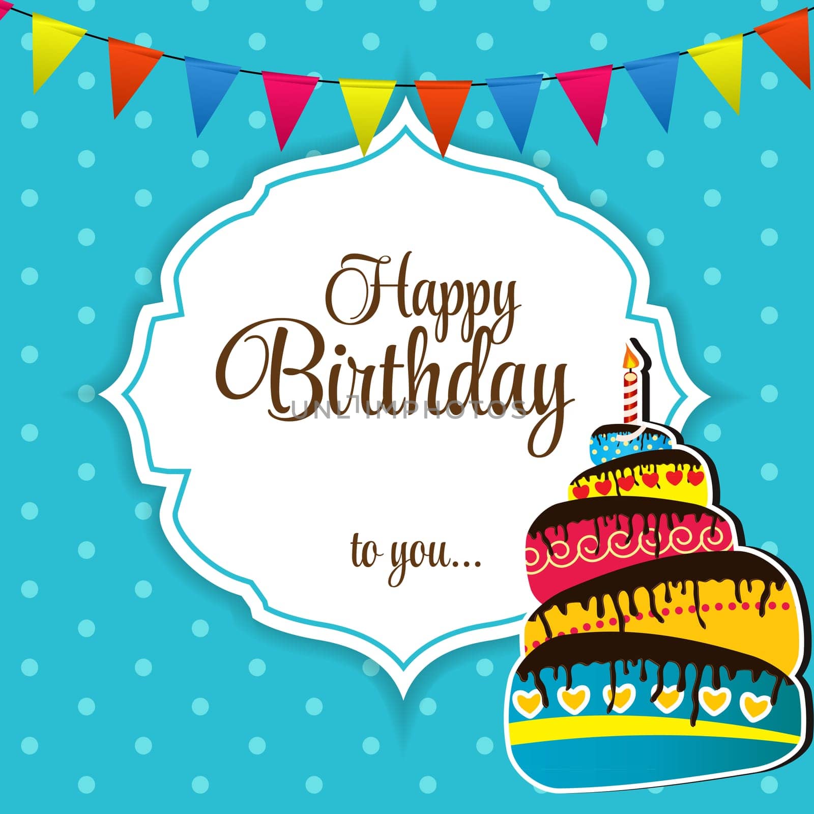 Happy Birthday Card Vector Illustration.