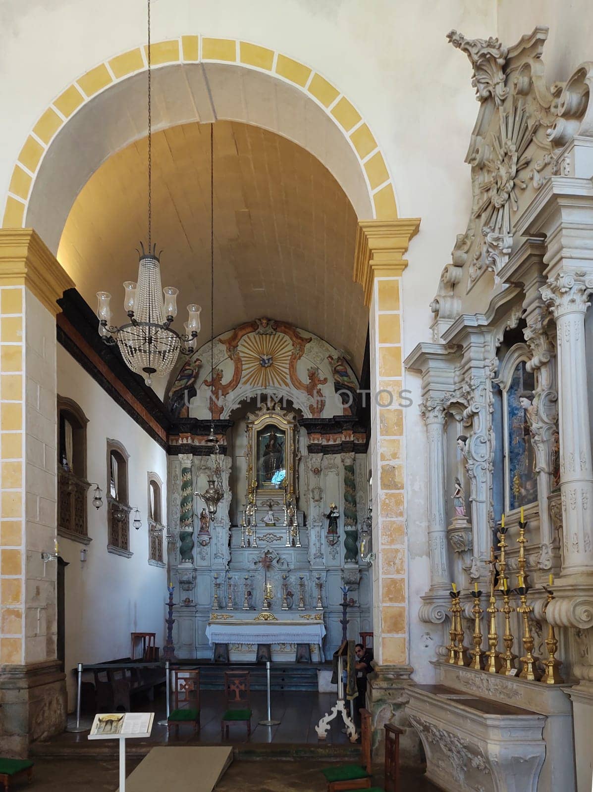 Paraty, Rio de Janeiro, Brazil, February 6, 2025, view of the altar in the colonial interior of the Catholic Church of Santa Rita. Historic architecture