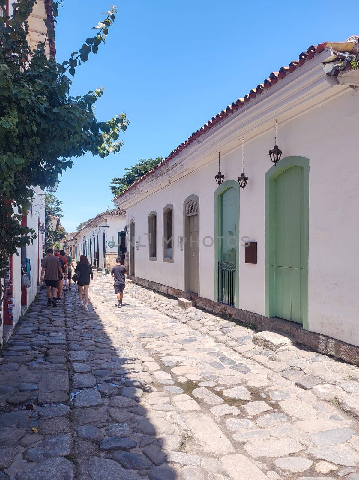 Paraty, Rio de Janeiro, Brazil, February 6, 2025, view of the facade of an old colonial house in the central square, historic city.