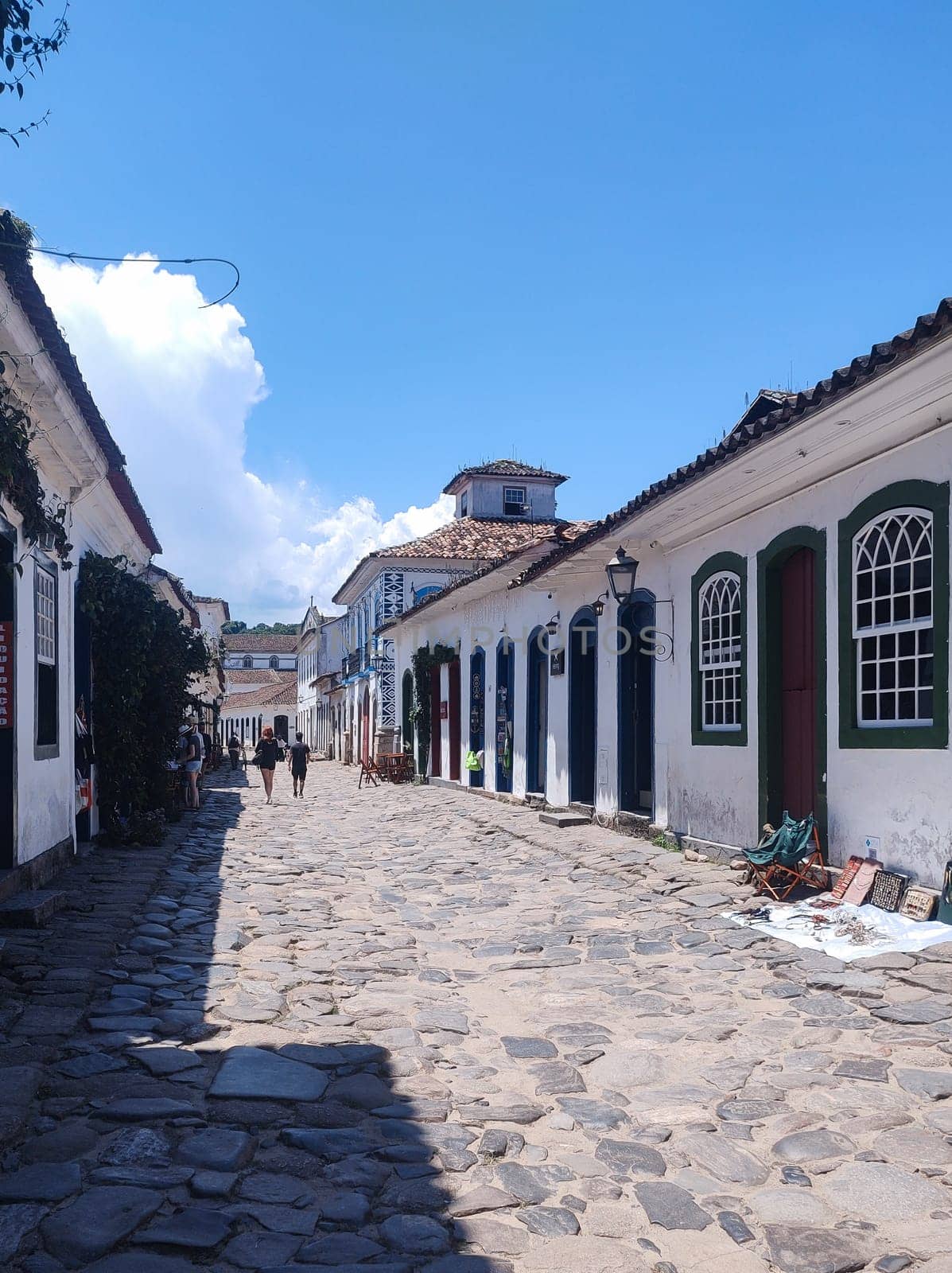 Paraty, Rio de Janeiro, Brazil, February 6, 2025, view of the facade of an old colonial house in the central square, historic city.